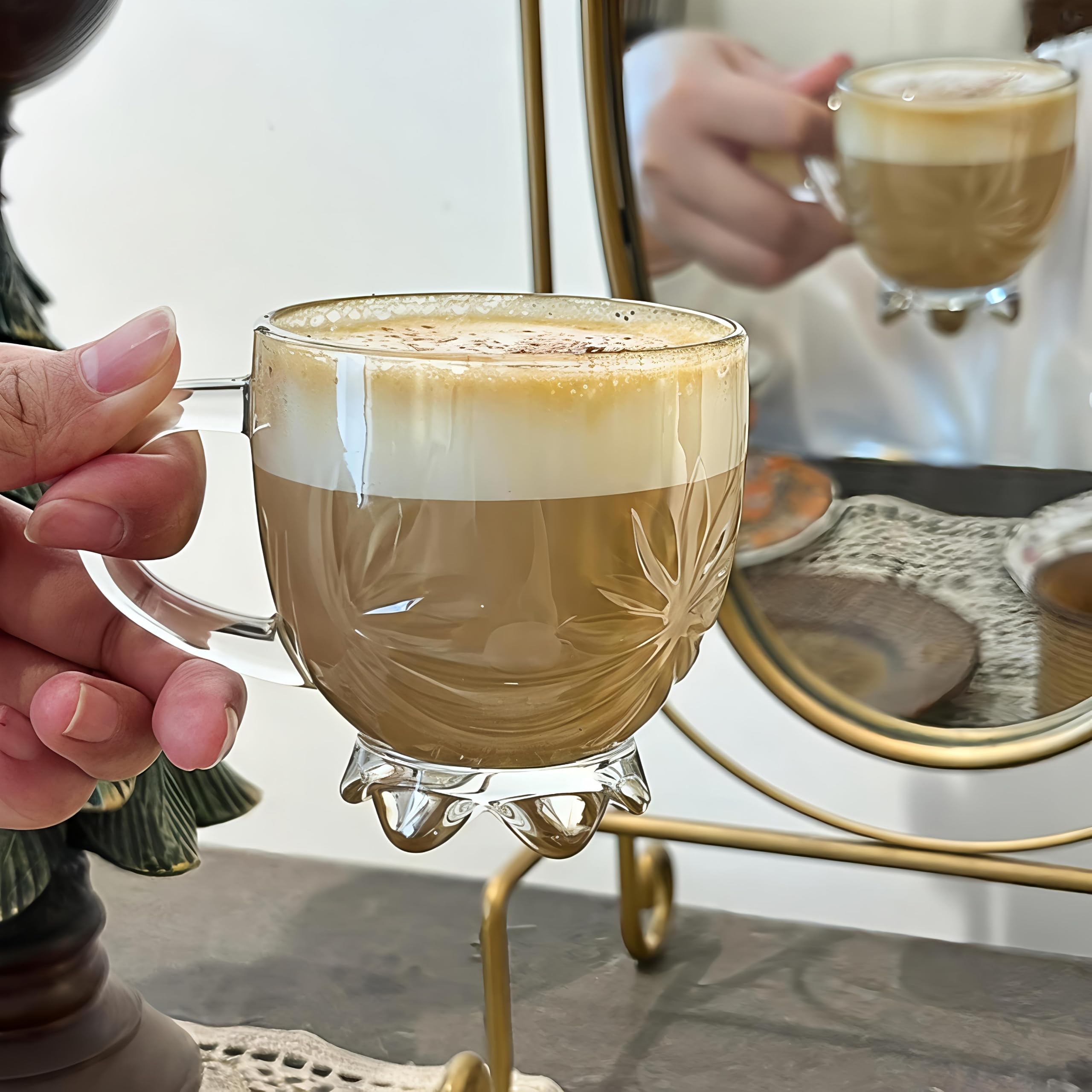 Glass Tea Cups Set of 6 - Elegant & Versatile -10 Glass Tea Cups Set of 6 - Elegant & Versatile -10
