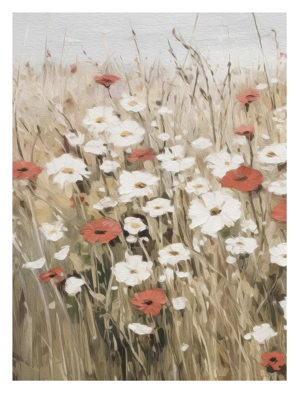 Xenite B Wall Art Canvas Prints Wildflower Field Poster Prints Landscape Sketch Neutral Forest Canvas Painting For Living Room Home Farmhouse Decoration(,50X70cm)