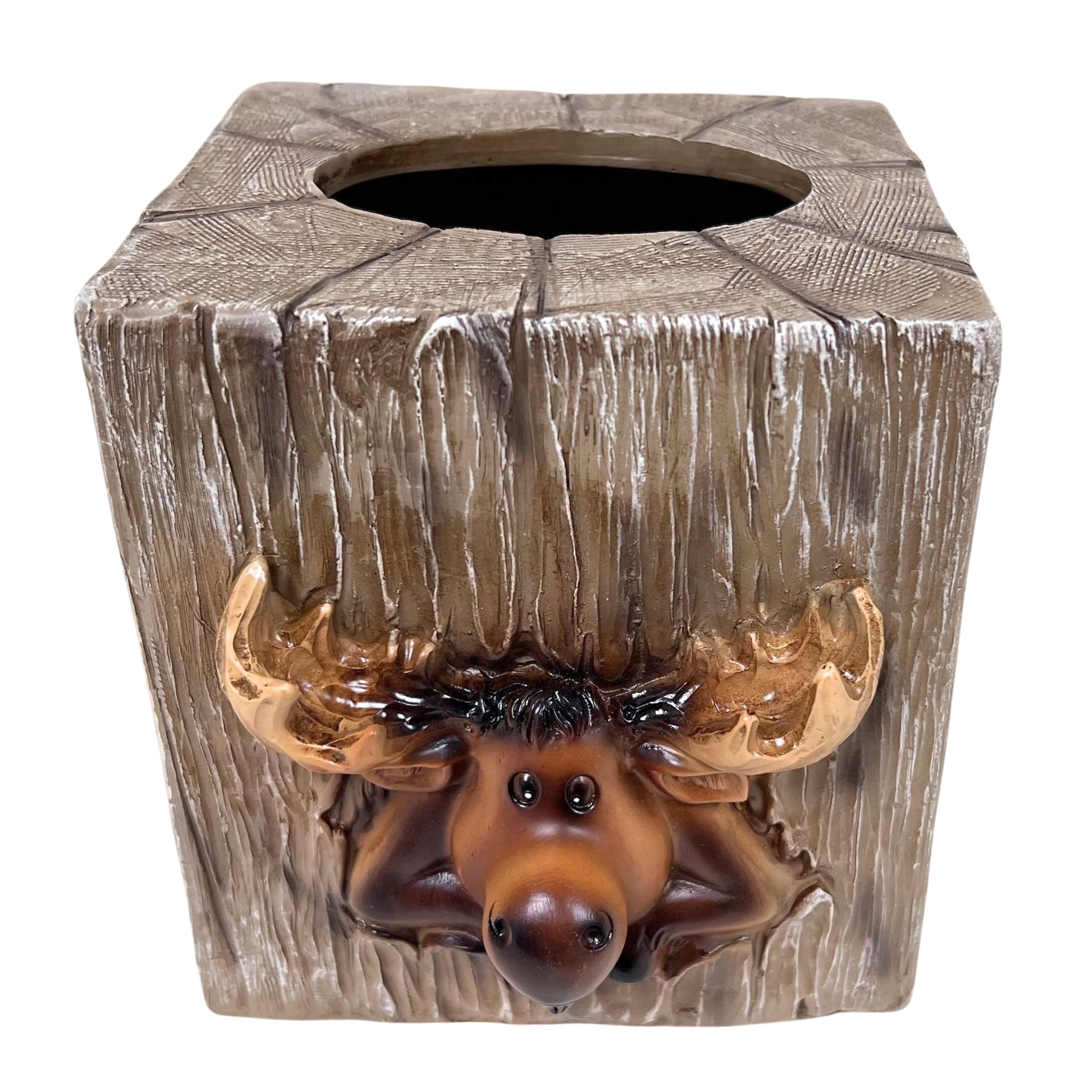 Housse de boîte à mouchoirs carrée élan en bois rustique BestGiftEver