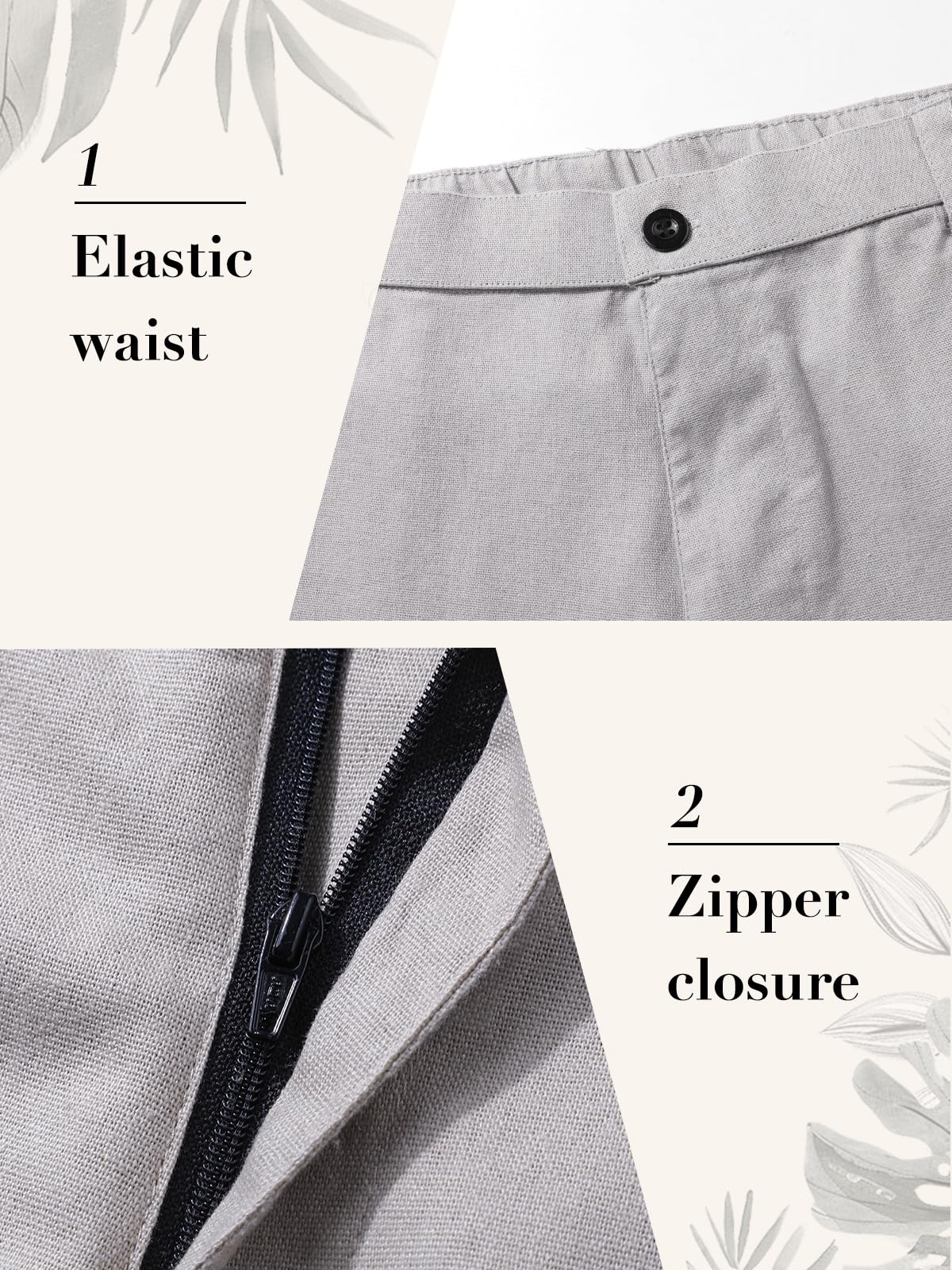 Suwangi Hombre Pantalones de Casuales Pantalones Largos Verano Ligeros Pantalon Lino Mezclar Cintura Elástica con Bolsillos