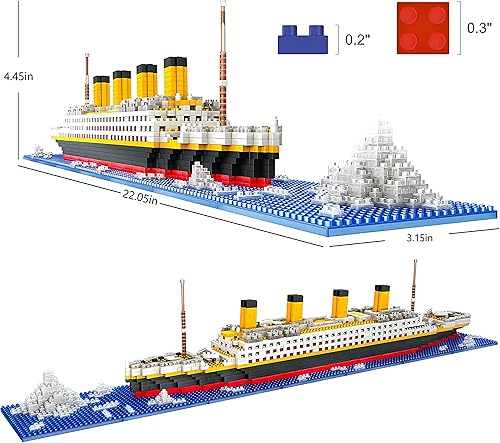 Miniatura 5 de SEASUN Titanic Ship Micro - Juego de bloques de construcción de 1860 piezas, modelo Titanic en 3D, microbloques de construcción y ladrillos de