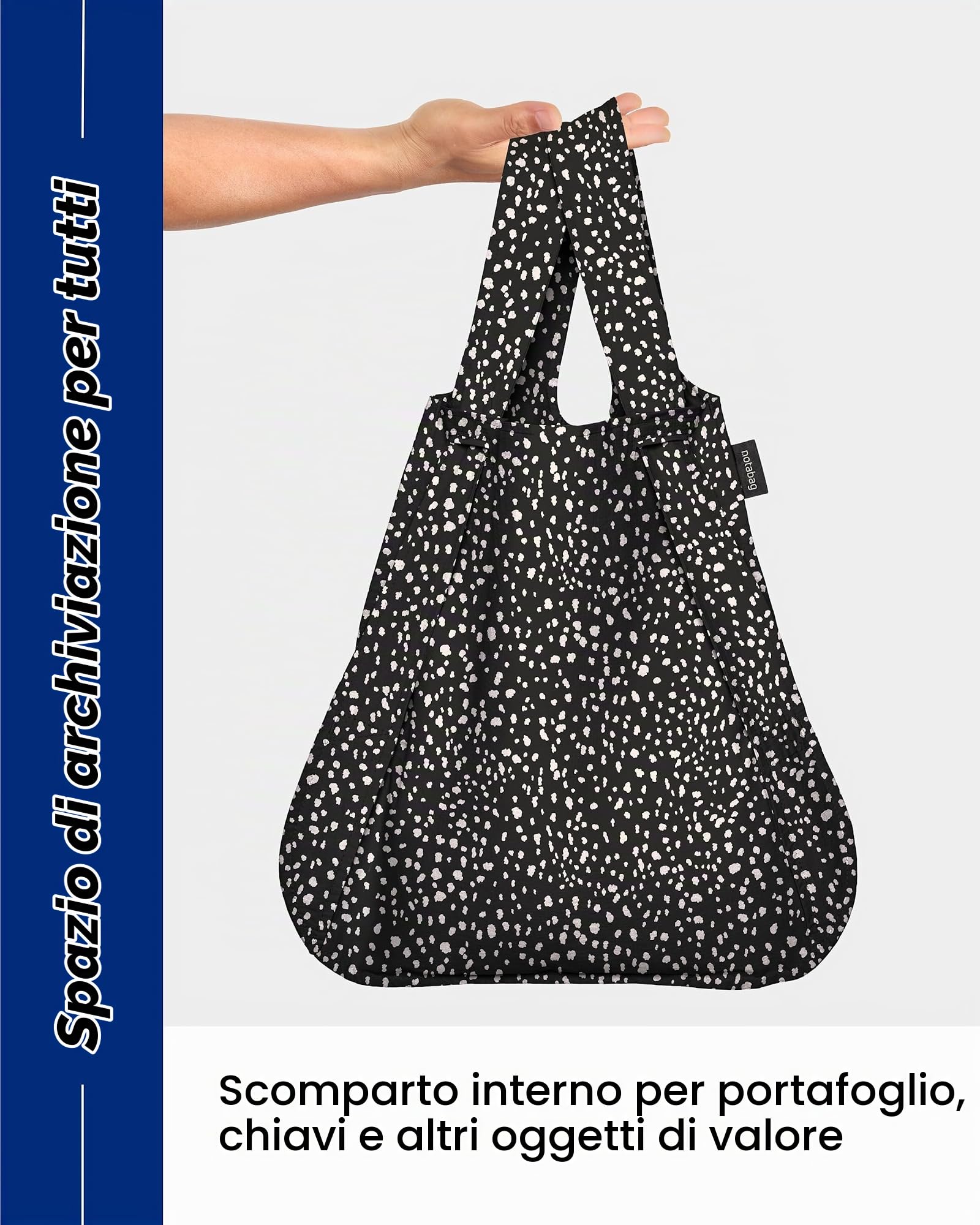 Notabag Zaino e borsa 2 in 1 – Zaino impermeabile – borse della spesa riutilizzabili pieghevoli