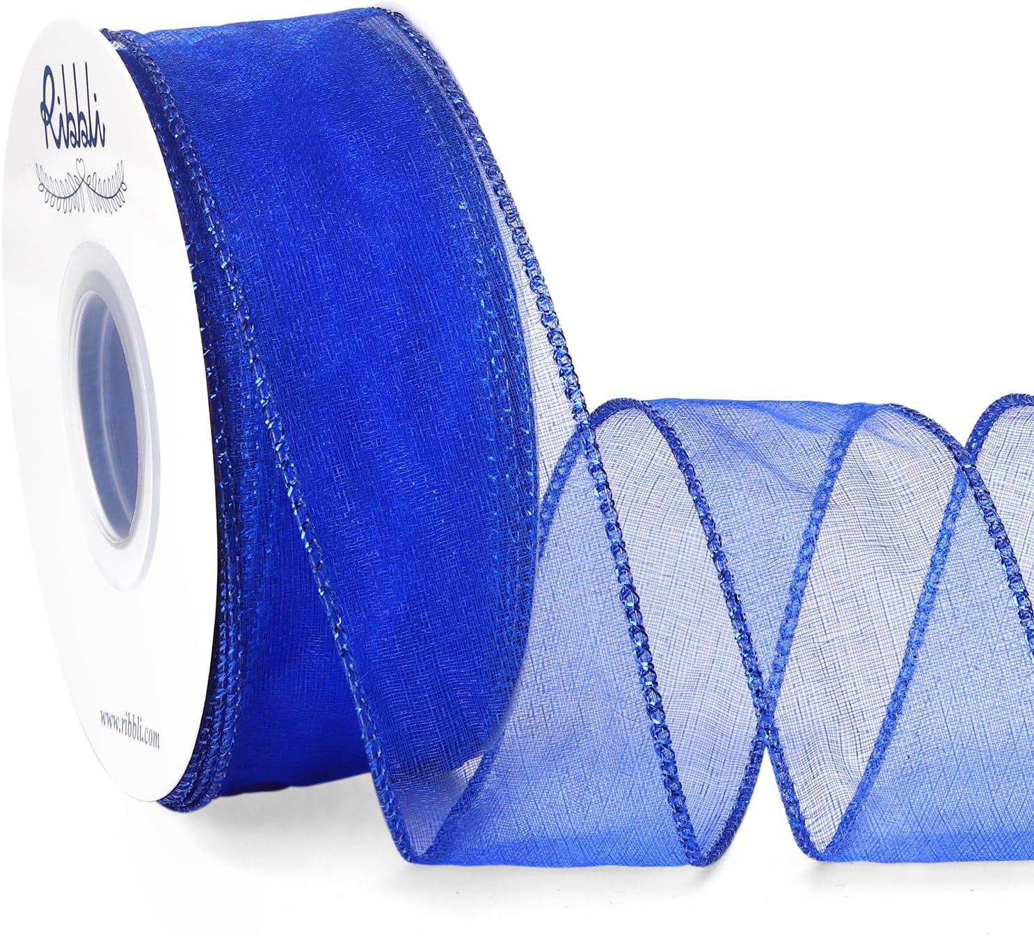 Christmas Organza Glitter Ribbon - 2.5 Inch Snowflake Design 50 Yard Roll