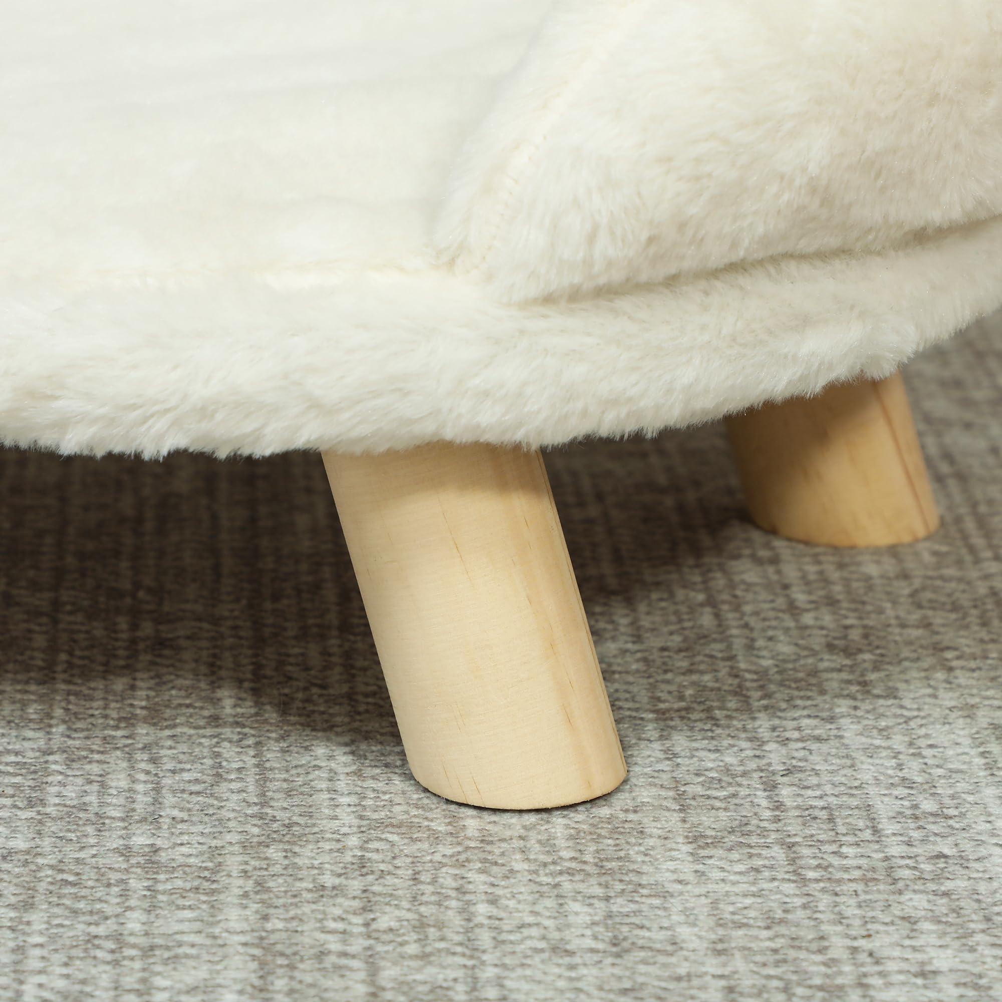 PawHut Sofá para Perros, Cama para Perros, sofá para Mascotas con diseño Elevado, sofá para Perros, sofá para Gatos, sillón para Perros con Patas de Madera, Franela, Crema, 47 x 40 x 20 cm