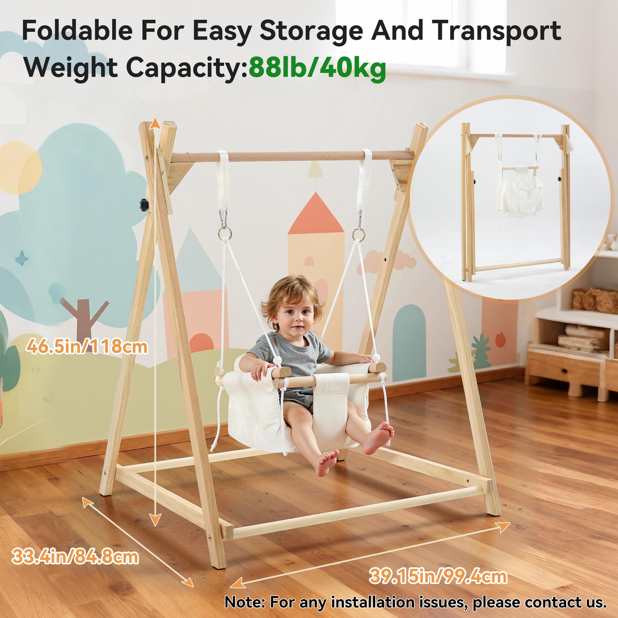Ensemble balançoire pliable 5 en 1 pour bébé et enfant avec support, balançoire classique, balançoire, pull, hamac, tente de jeu pour enfants de 3 ans et plus
