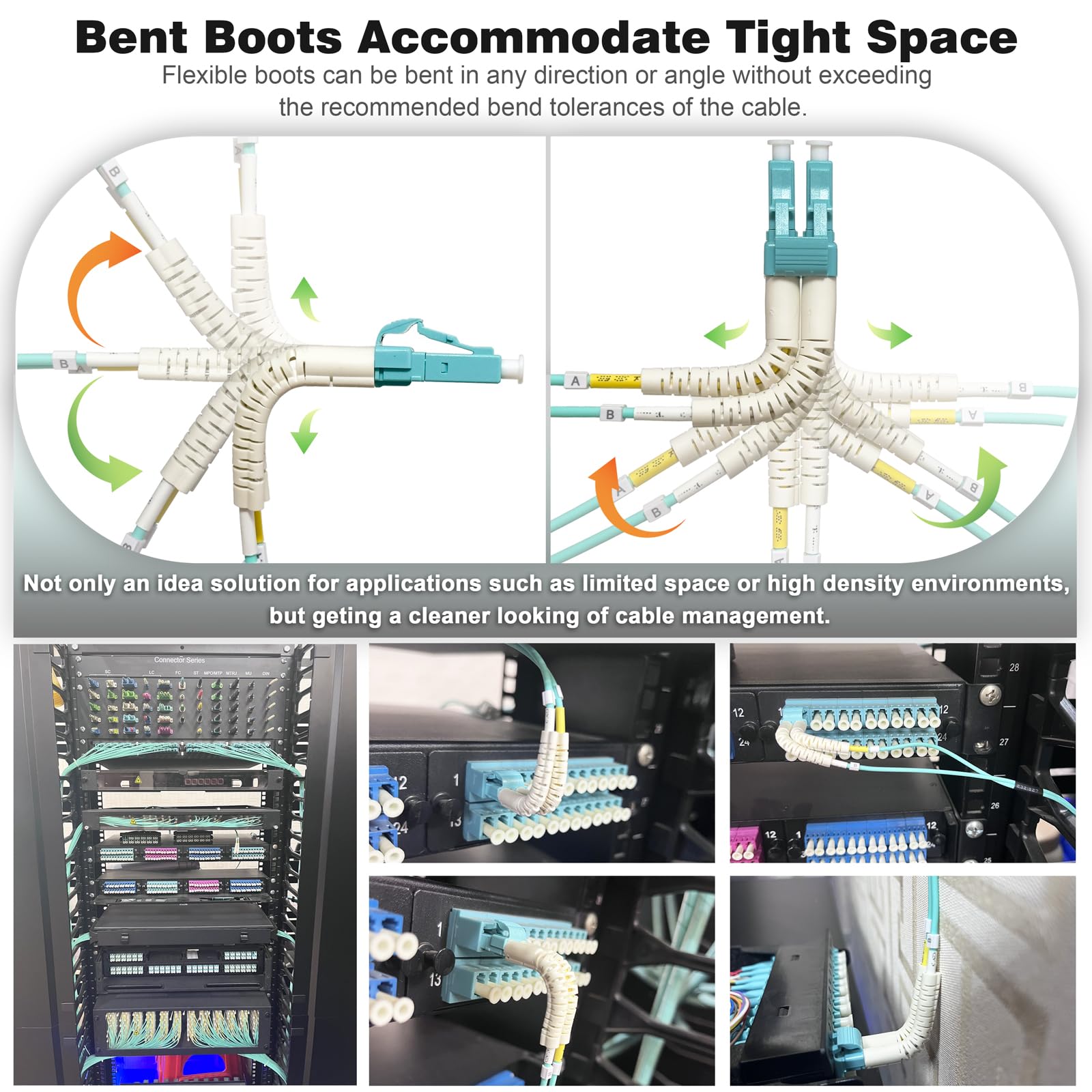Yunsufiberpro Tighter Bend Radius Multimode Duplex OM3 Fiber Cable 1.5 Feet / 0.5m (40Gb 10Gb, LC to LC, 50/125 Fiber Optic Cable, Fiber Patch Cable)