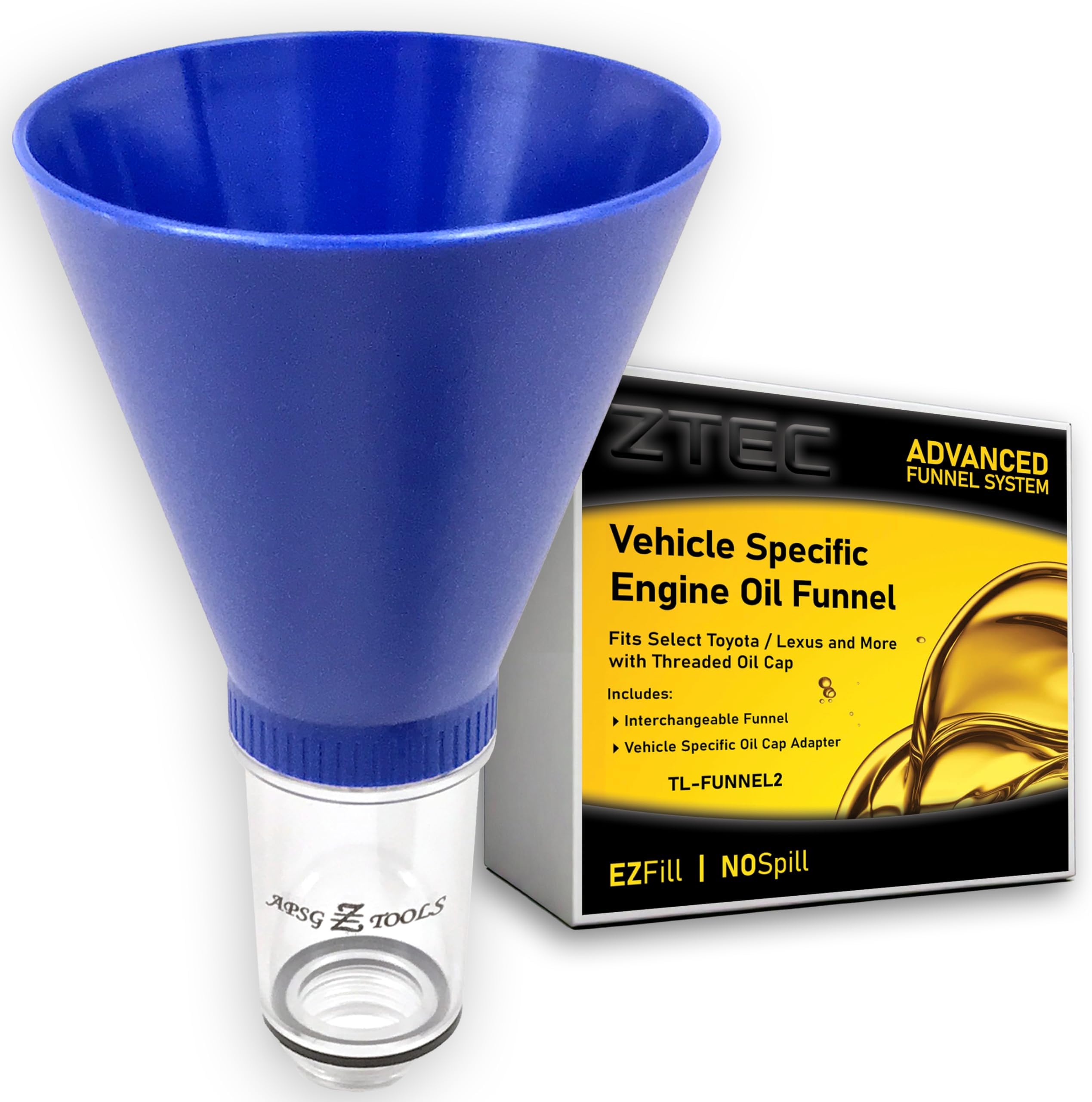 Funnel | for Select Toyota/Lexus/Scion | No-Spill Tool Screws Directly INTO Filler | Fast & Easy Oil Changes/Filter with No Mess