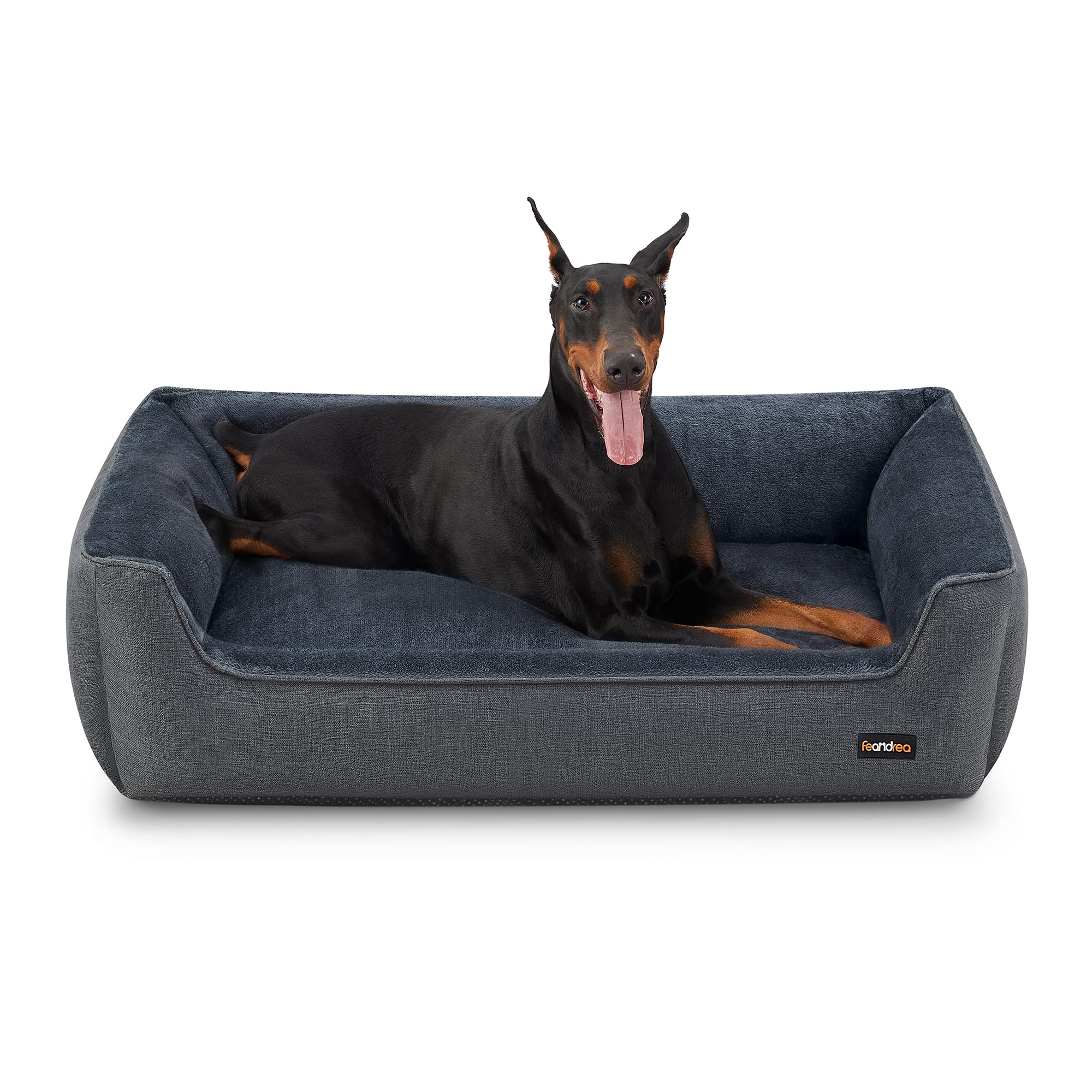 Feandrea Dog Bed, Linen-Look Pet Bed, Dog Sofa Bed with Raised Edges, Non-Slip Bottom, Removable Washable Cover, XXL, for Extra Large Dogs, 120 x 90 x 30 cm, Dark Grey PGW013G01