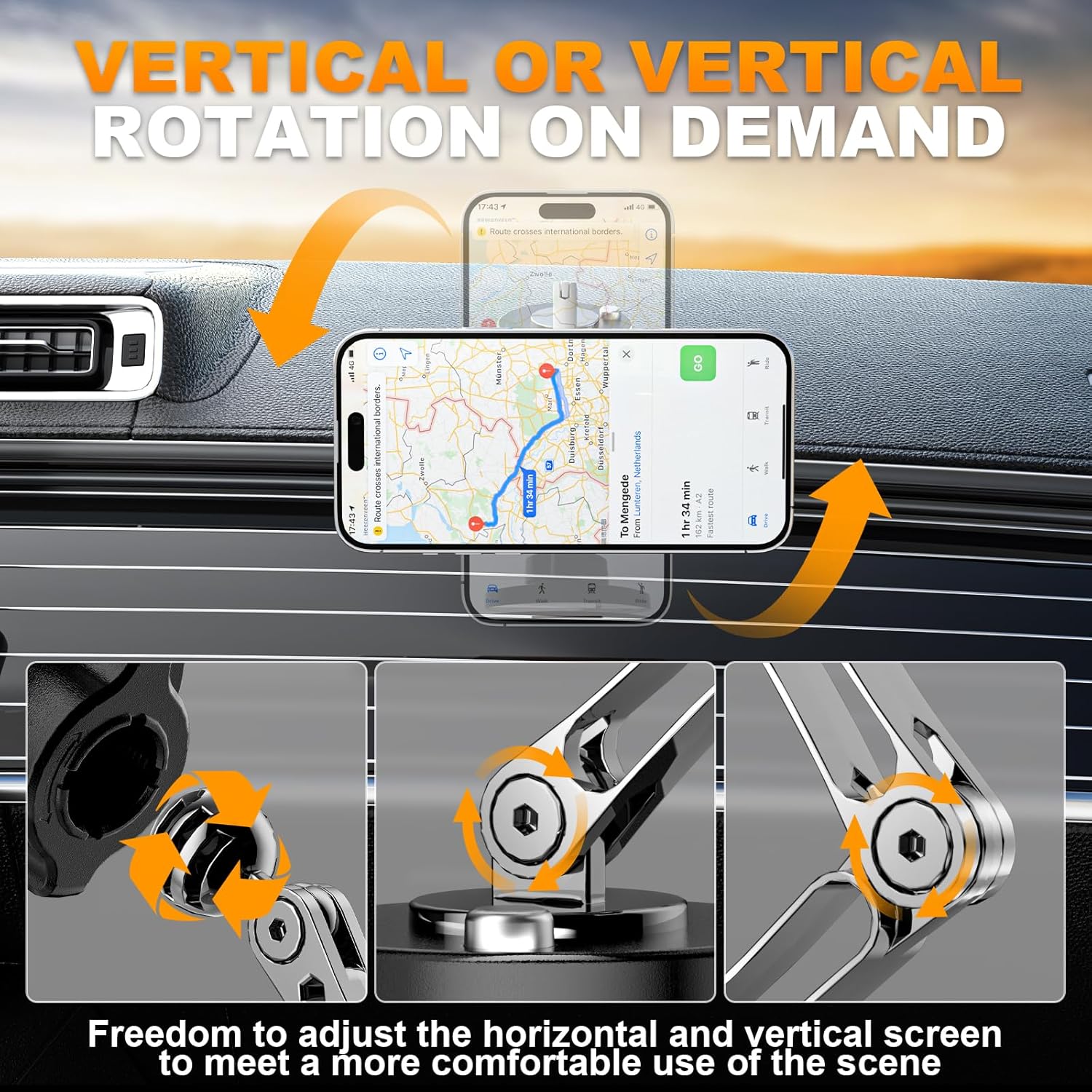 Magnetic Car Mount Charger Wireless, 15W Fast Charging 2 in 1 Magnetic Cell Phone Holder Stick on Dashboard Windshield, 360° Foldable Full Metal Car Accessories for iPhone16/15/14/13/12 Series