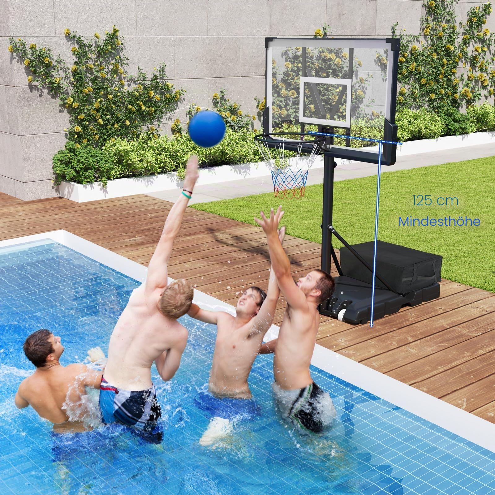 GOPLUS Basketballkorb outdoor, Korbhöhe 160-305cm verstellbar, Basketball Korb mit PC-Rückwand & Gewichtsbeutel, Basketballständer tragbar mit Rollen, Basketball hoop für Kinder Jugendliche Erwachsene