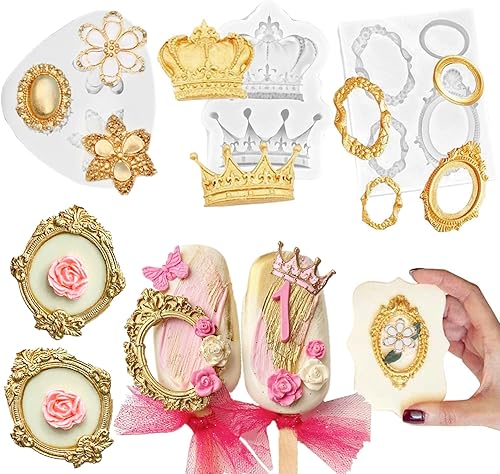 Miniatura 1 de JeVenis Molde de silicona para fondant de estilo barroco para cupcakes, decoración de magdalenas, joyas, arcilla polimérica, proyectos de