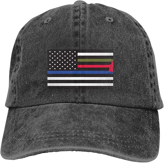 Thin Red Line USA Flag First Responders Military Troops Unisex Denim