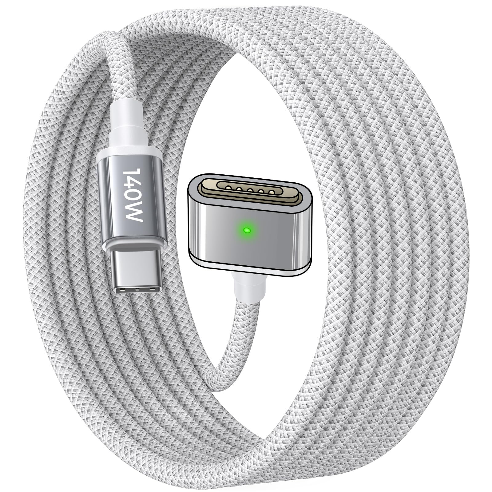 LISEN USB C auf für Magsafe 3 Ladekabel [2M 140W] Mcacbook Ladekabel Laptop-Zubehör Schnelllade für Macbook Air M2 M3 2023/2022,MacBook Pro 13 2023(M3,M2,14-16 inch),White