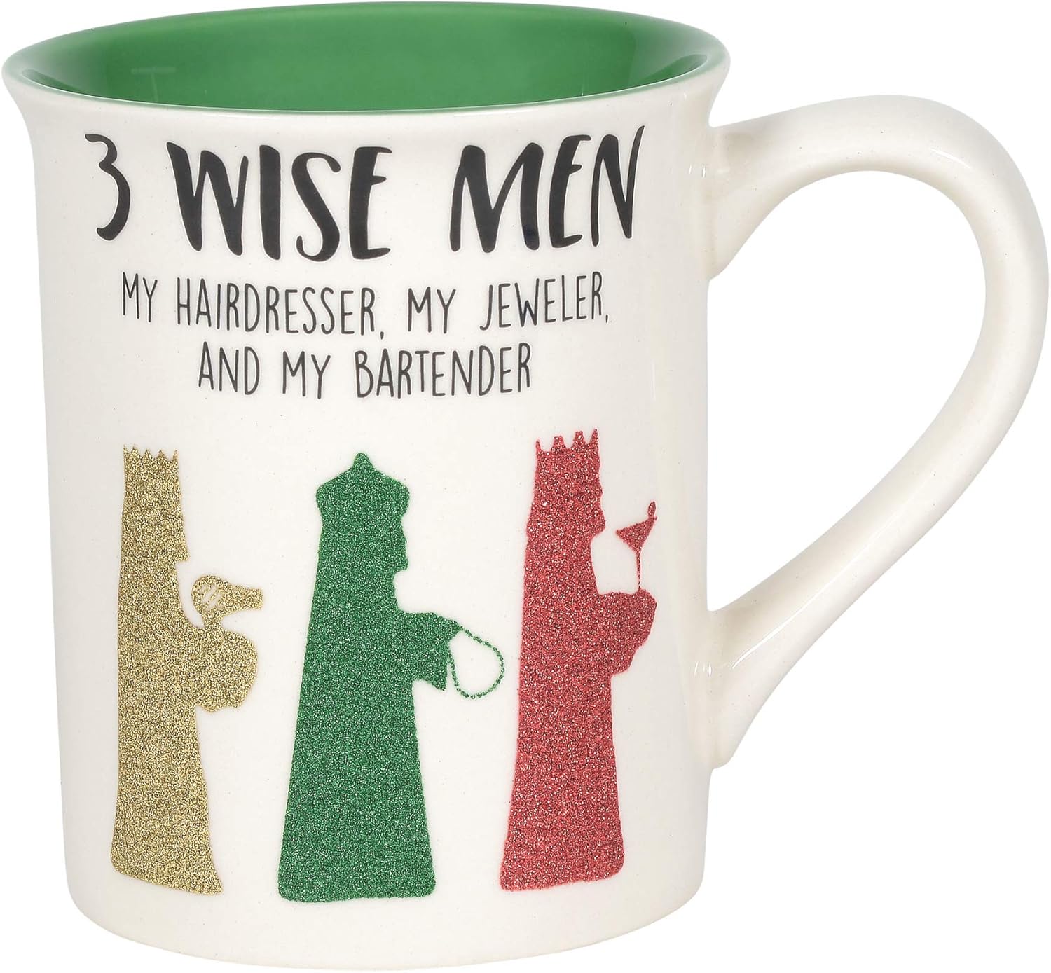 Enesco 6006412 Our Name is Mud Holiday 3 Wise Men Hairdresser Jeweler and Bartender Glitter Coffee Mug, 16 Ounce, Multicolor