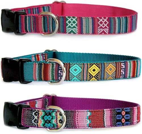 Collar de perro de rayas brillantes del suroeste. Hecho a mano en Estados Unidos elección de color de rubí, esmeralda o amatista. Elegante collar