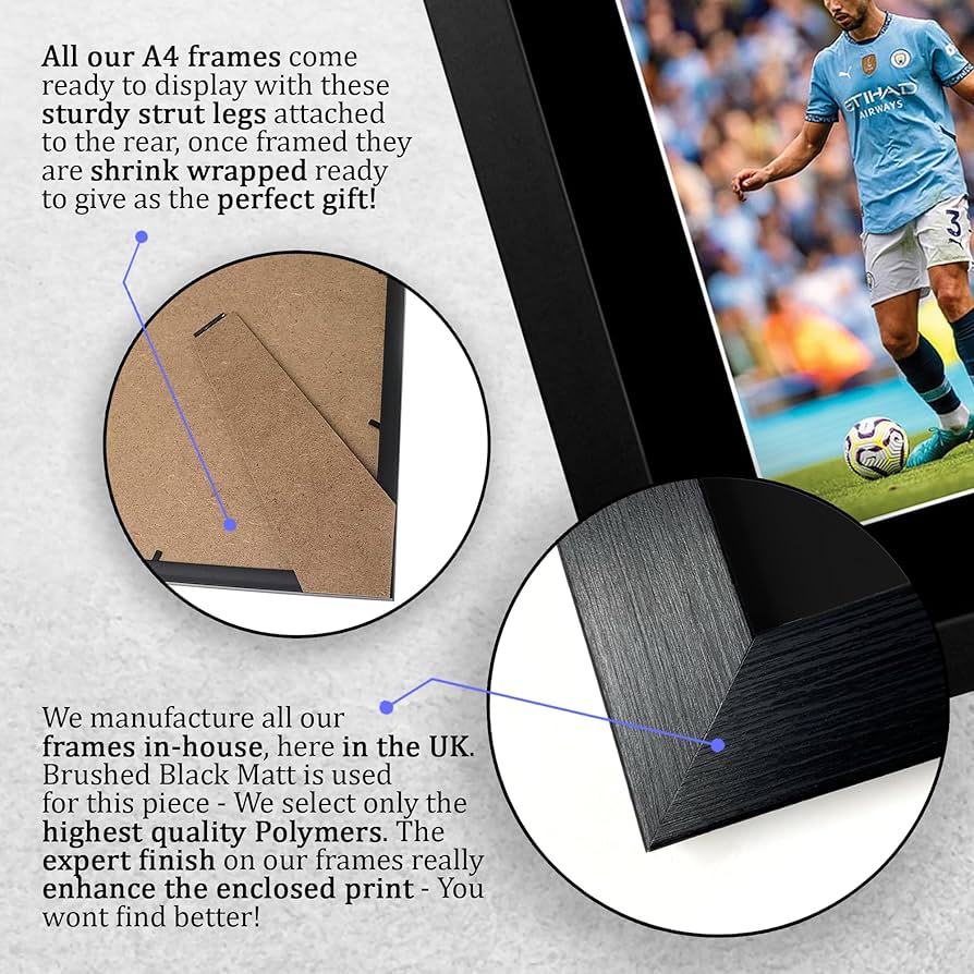 HWC Trading Haaland, Grealish & Foden Manchester City Gifts Printed Signed Autograph Pictures For Football Fans And Supporters - A4 Framed