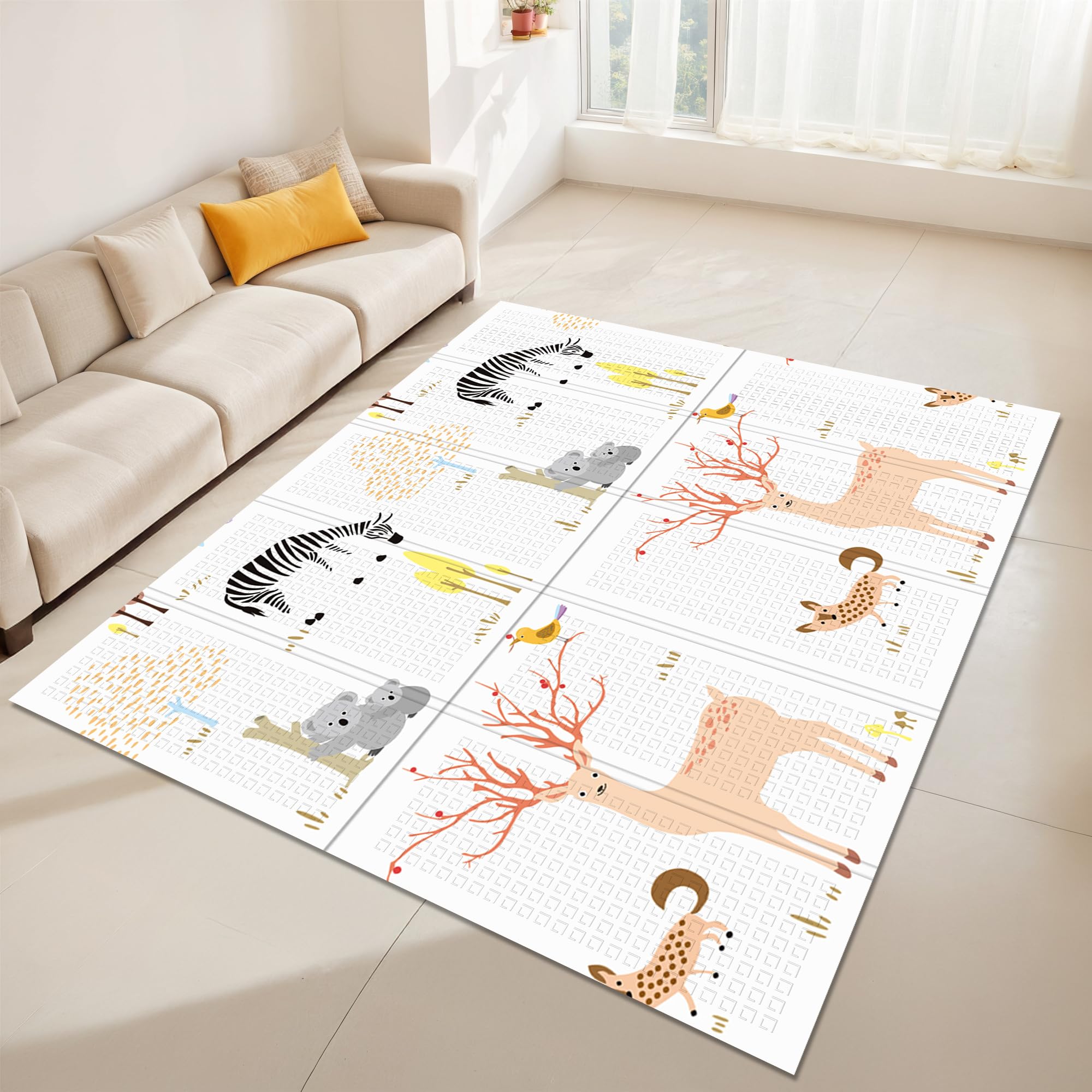 Tappeto Gioco Bambini Neonati - Pieghevole, Reversibile, Impermeabile 180x150x1 cm - (FANTASIA FD028-)