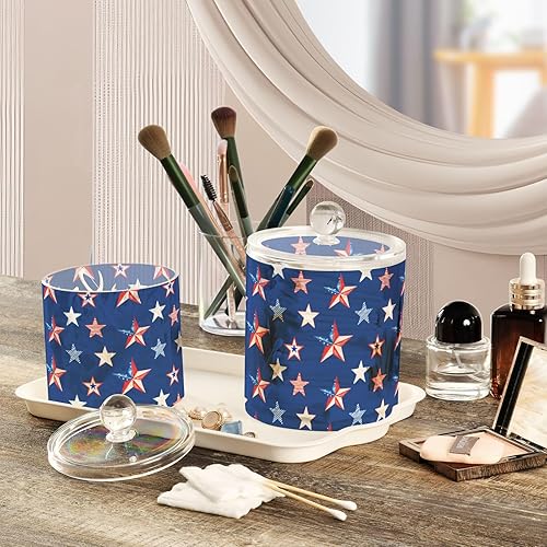 Miniatura 5 de Tarros de Día de los Caídos con tapas, tarros decorativos para lavandería, dispensador de hisopos de algodón para dormitorio, artículos esenciales