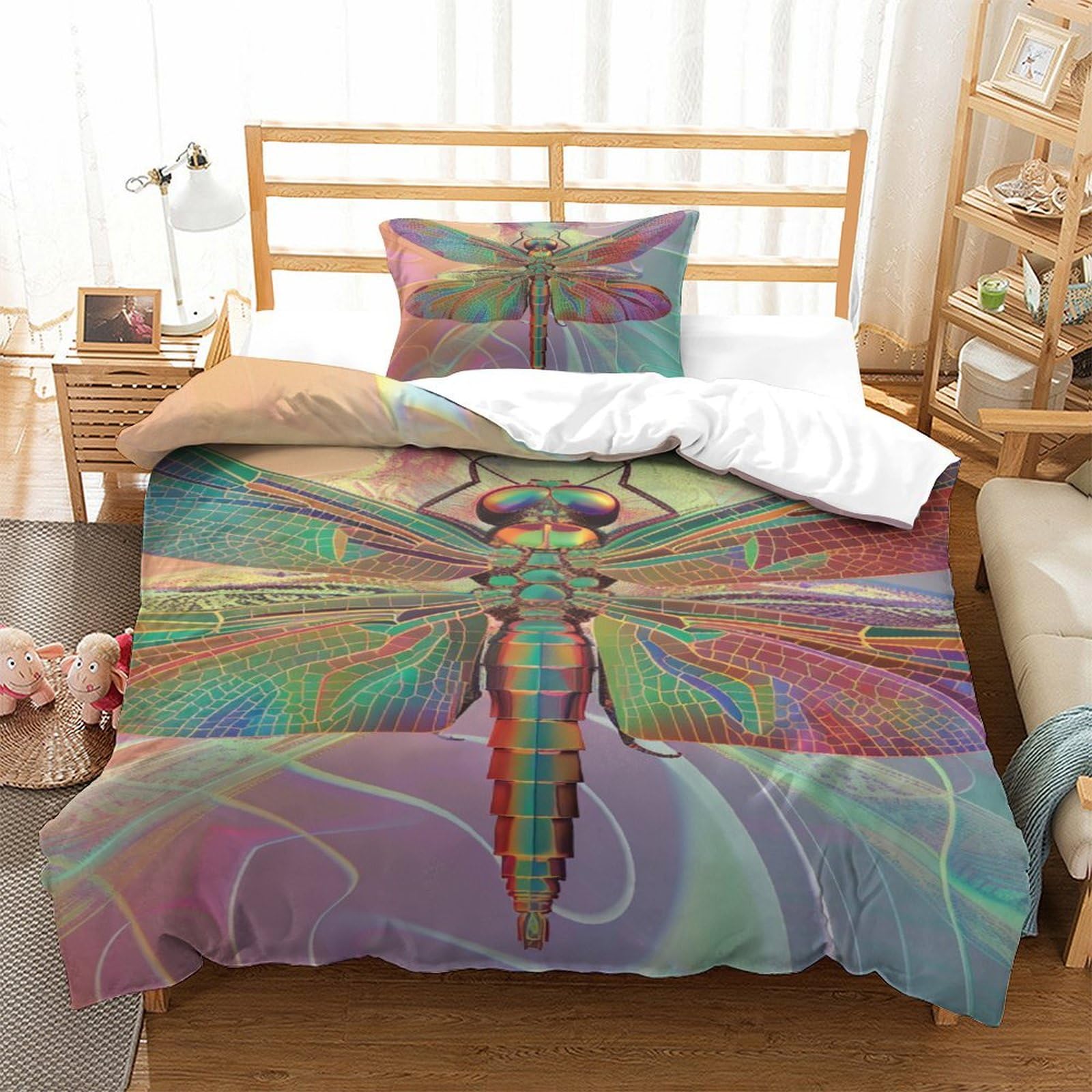 Parure de lit dragon 3d avec fermeture éclair literie microfibre hypoallergénique ado 2 pièces