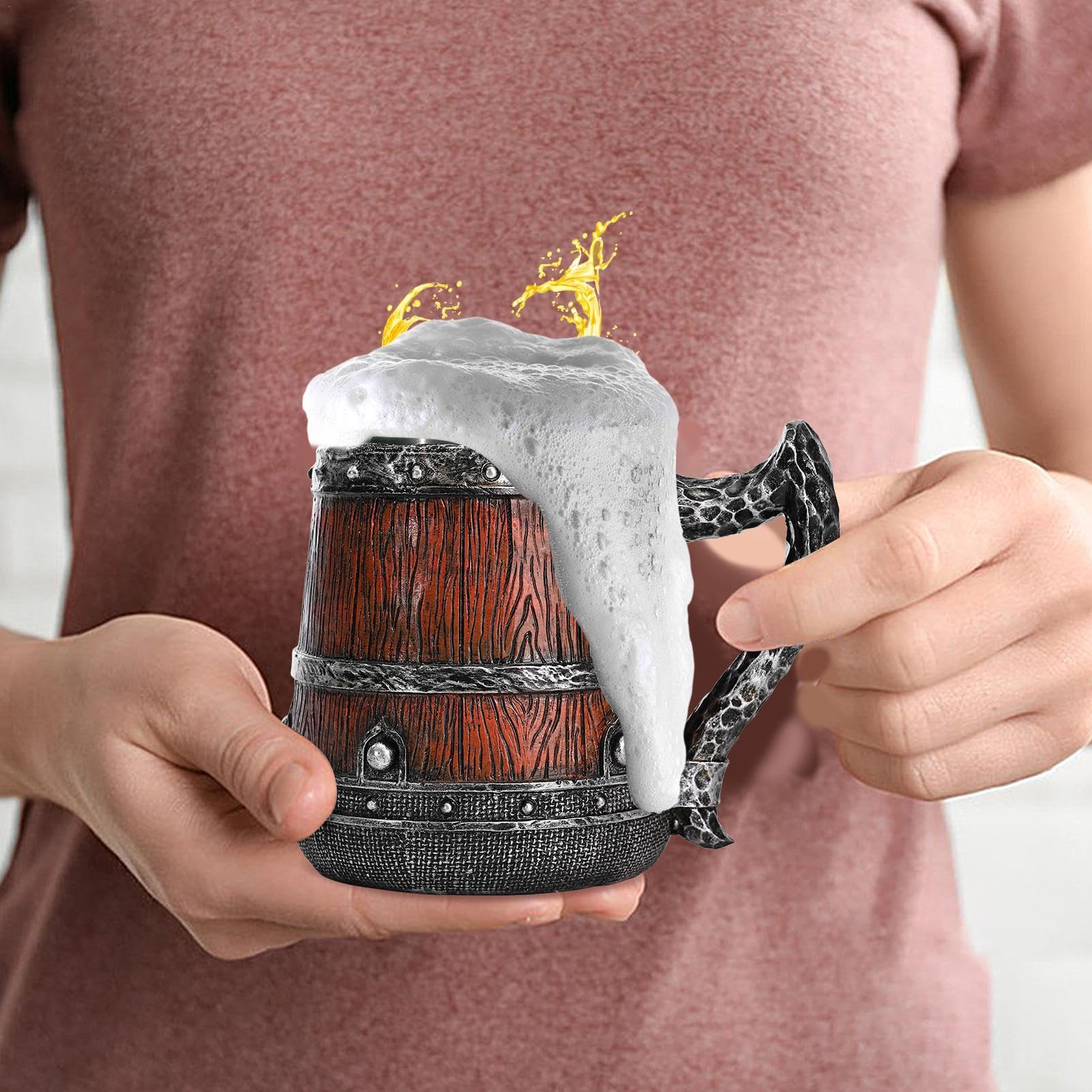 Amazon.co.jp: 木樽ビールジョッキ - 550ml 模擬木樽ジョッキ |手作り