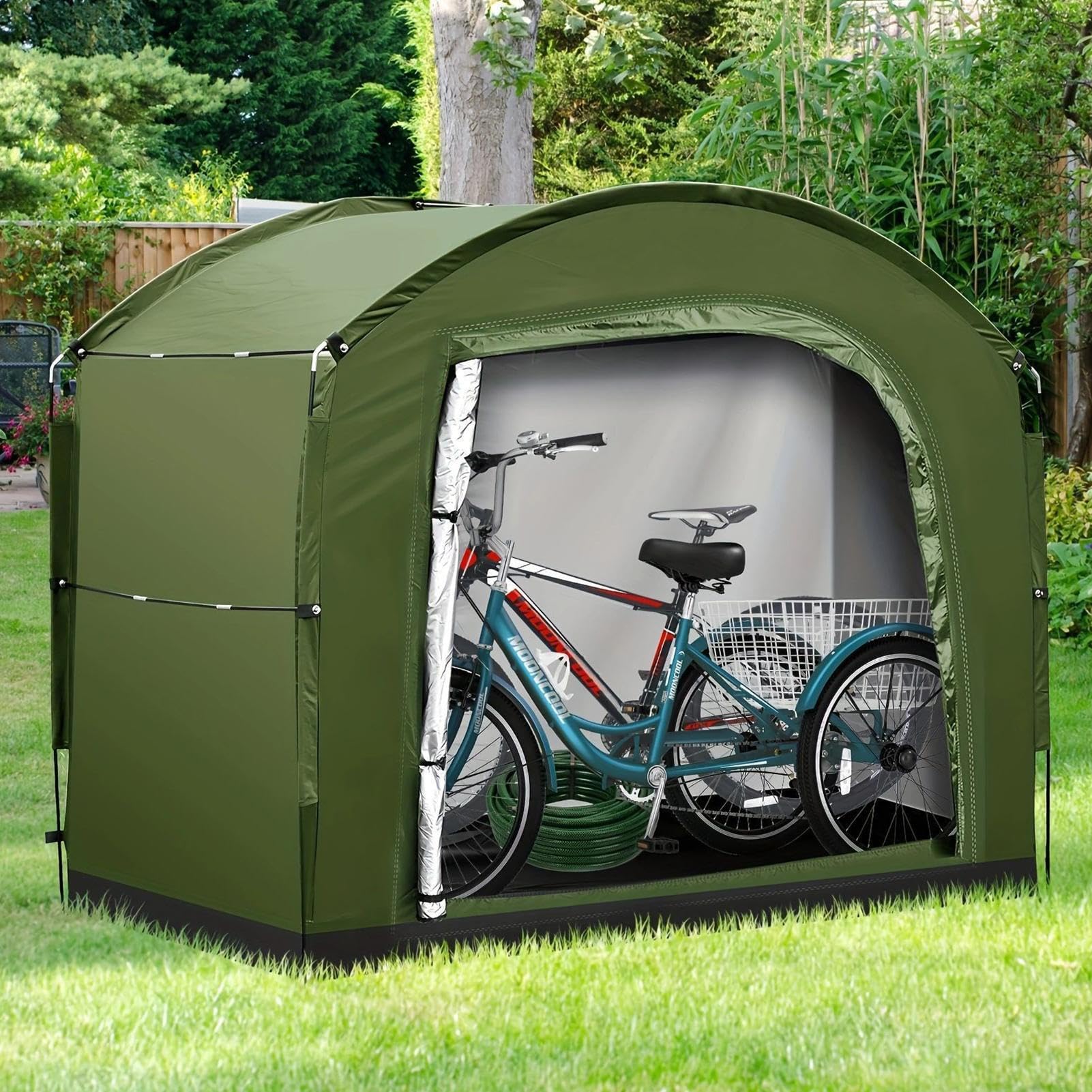 Tienda De Almacenamiento Para Bicicletas Cobertizo Organizador Impermeable | Accesorios De Guardado Para Equipo De Césped, Piscina, Jardín Y Camping