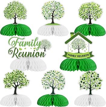 Family Reunion Table Decorations 8PCS Family Reunion Honeycomb Centerpieces Family Tree Theme Gathering Decorations for Welcome to Our Family Reunion We are Family Party Supplies