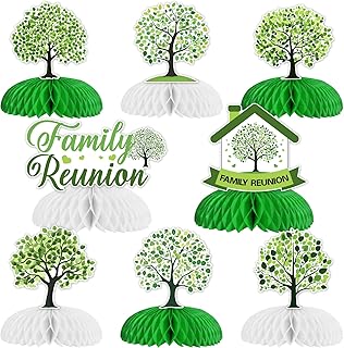 Kreatwow Family Reunion Table Decorations 8PCS Family Reunion Honeycomb Centerpieces Family Tree Theme Gathering Decorations for Welcome to Our Family Reunion We are Family Party Supplies