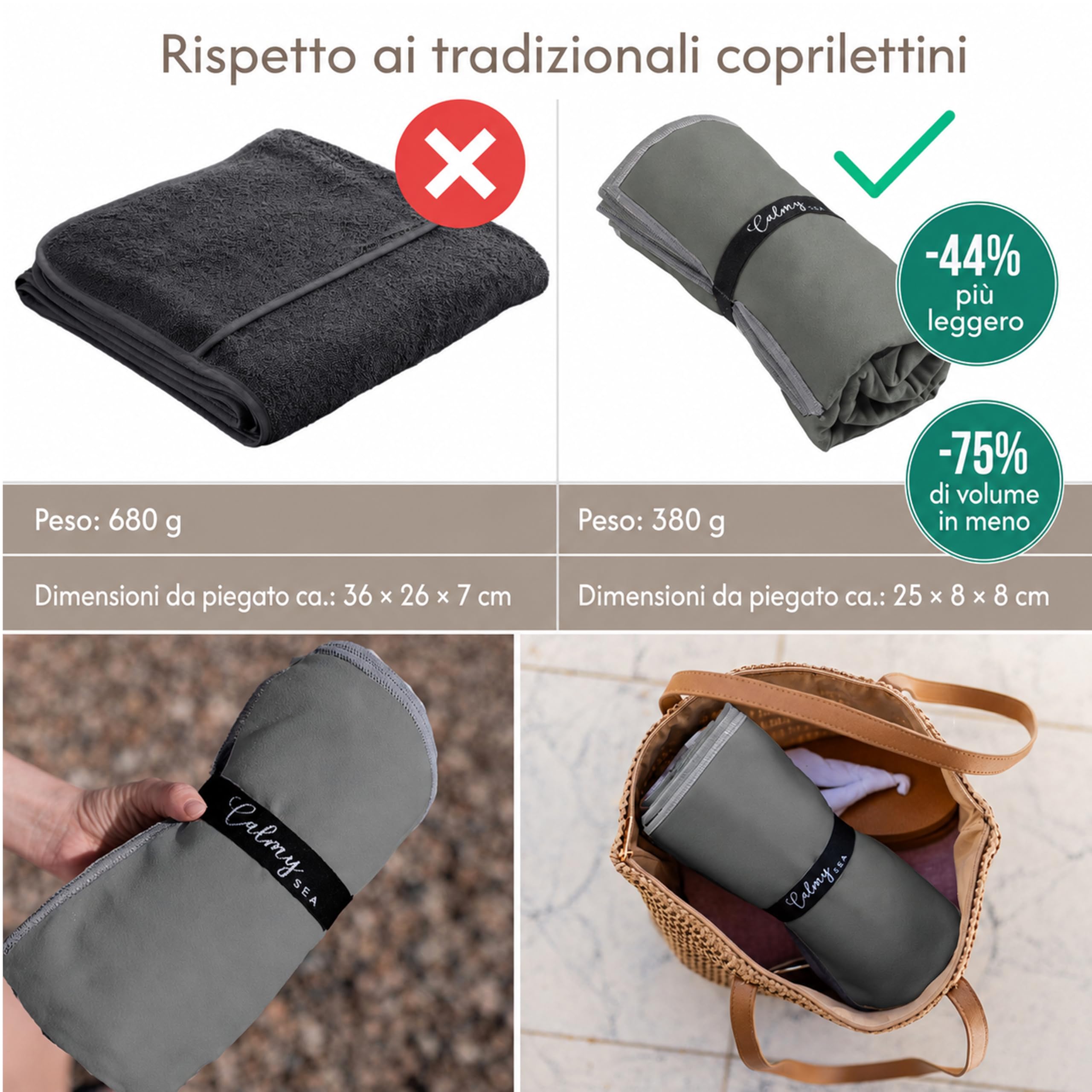 Set di 2 asciugamani per sdraio - 200 x 75 cm - Con cappuccio - In microfibra - Peso leggero - Per sdraio da giardino - Con fodera - Copridivano da spiaggia (beige, 2)