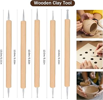25 Pcs Polymer Clay Tools Sculpting, Pottery Tools for Clay Sculpting Toolss, Air Dry Ceramic Pottery Modeling Sculpture Modelling Carving Tool Kit, DIY Art Crafts Accessories, with Carrying Case