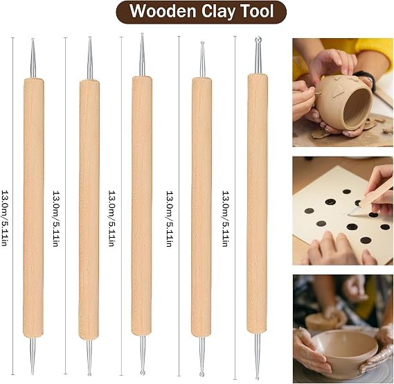 25 Pcs Polymer Clay Tools Sculpting, Pottery Tools for Clay Sculpting Toolss, Air Dry Ceramic Pottery Modeling Sculpture Modelling Carving Tool Kit, DIY Art Crafts Accessories, with Carrying Case