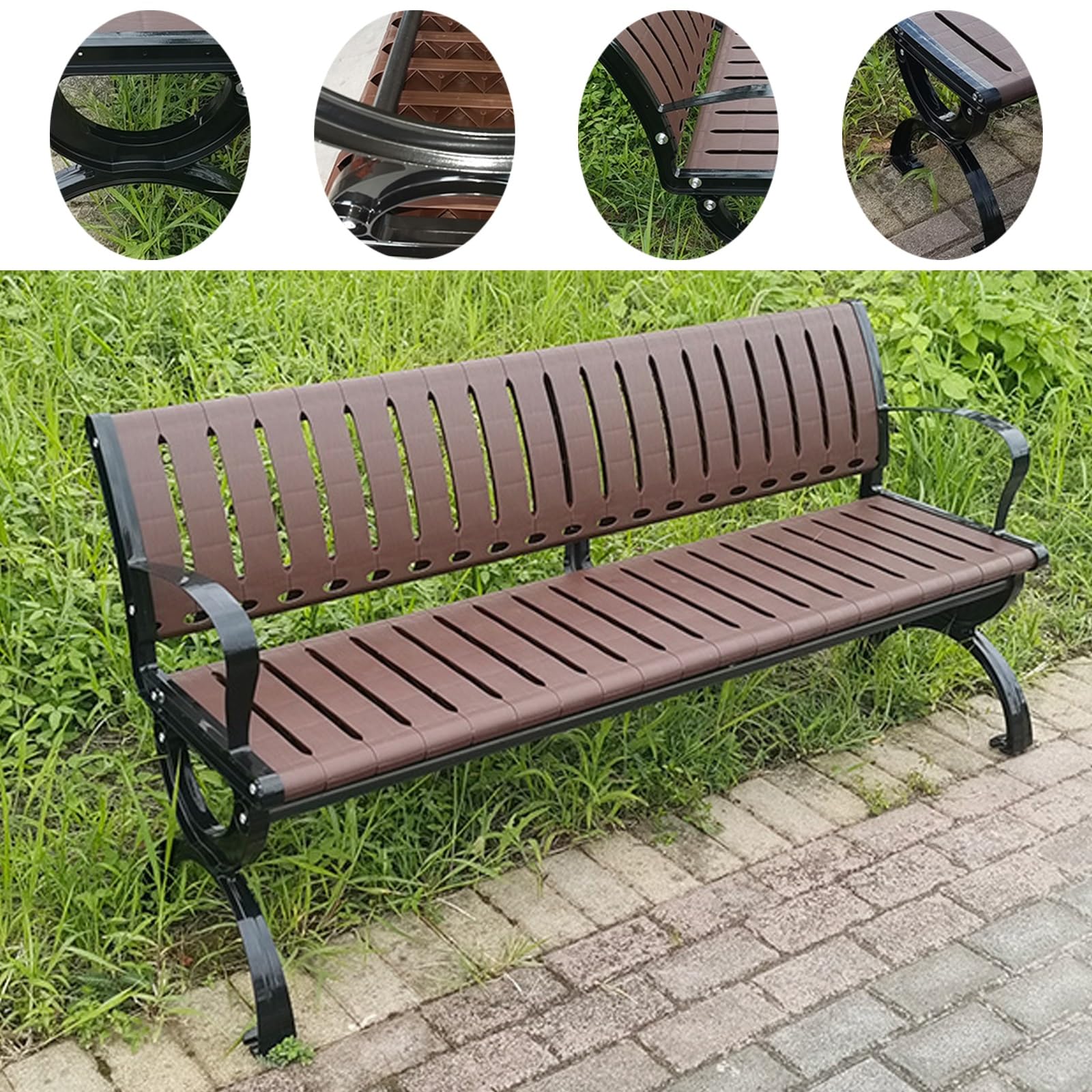 Robusta Panche da Giardino per 2-3 Adulti, Panca da Esterno Resistente alle Intemperie per Patio, Veranda, Cortile, Panchina da Esterno Resistenti Carico Massimo 250 kg(Blue,120cm/47in)