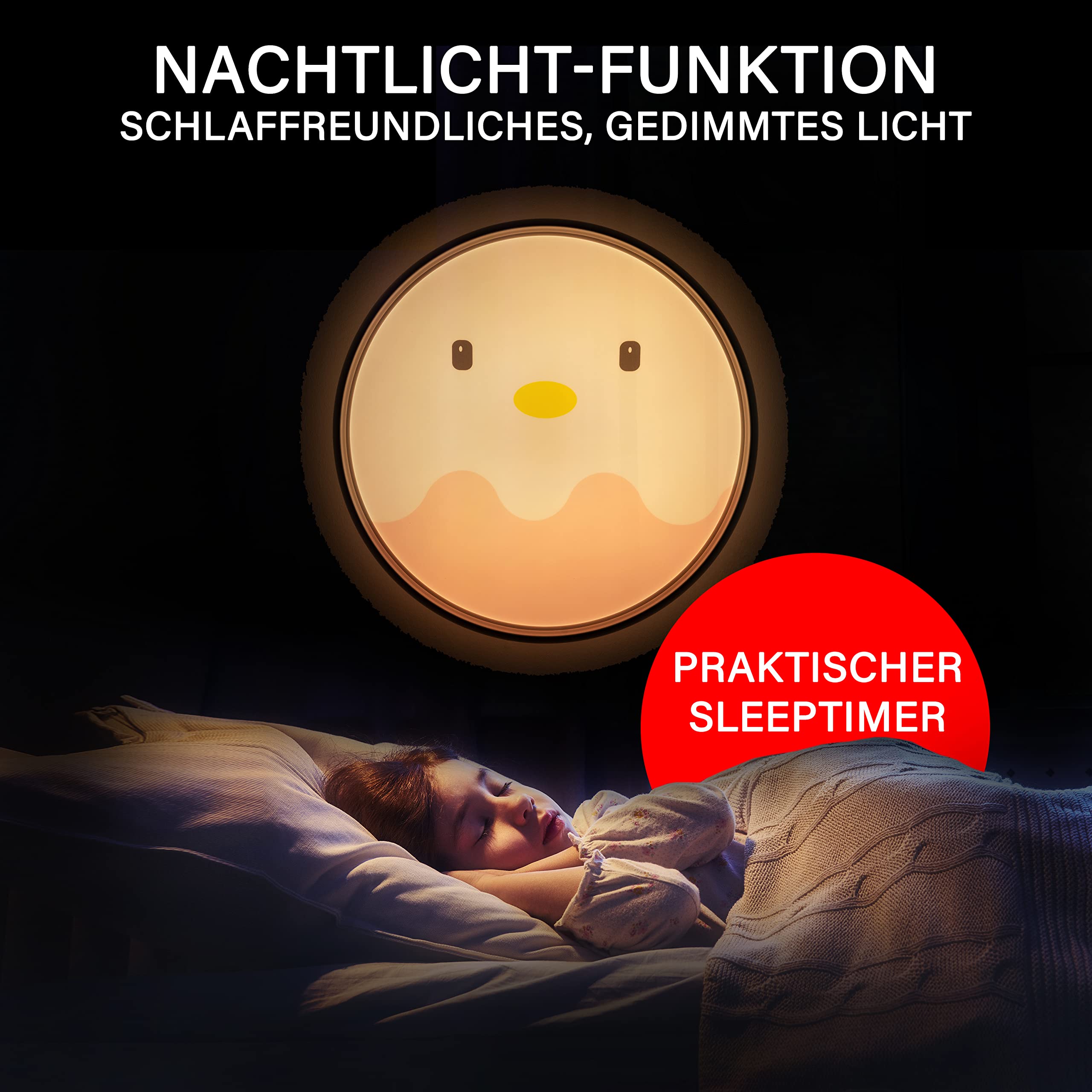 MegaLight Nachtlicht für die Decke im Kinderzimmer | mit Nachtlicht-Funktion | Kinderzimmer Deckenlampe Dimmbar | Deckenleuchten für Kinder inkl. Timer | Shining Eggy