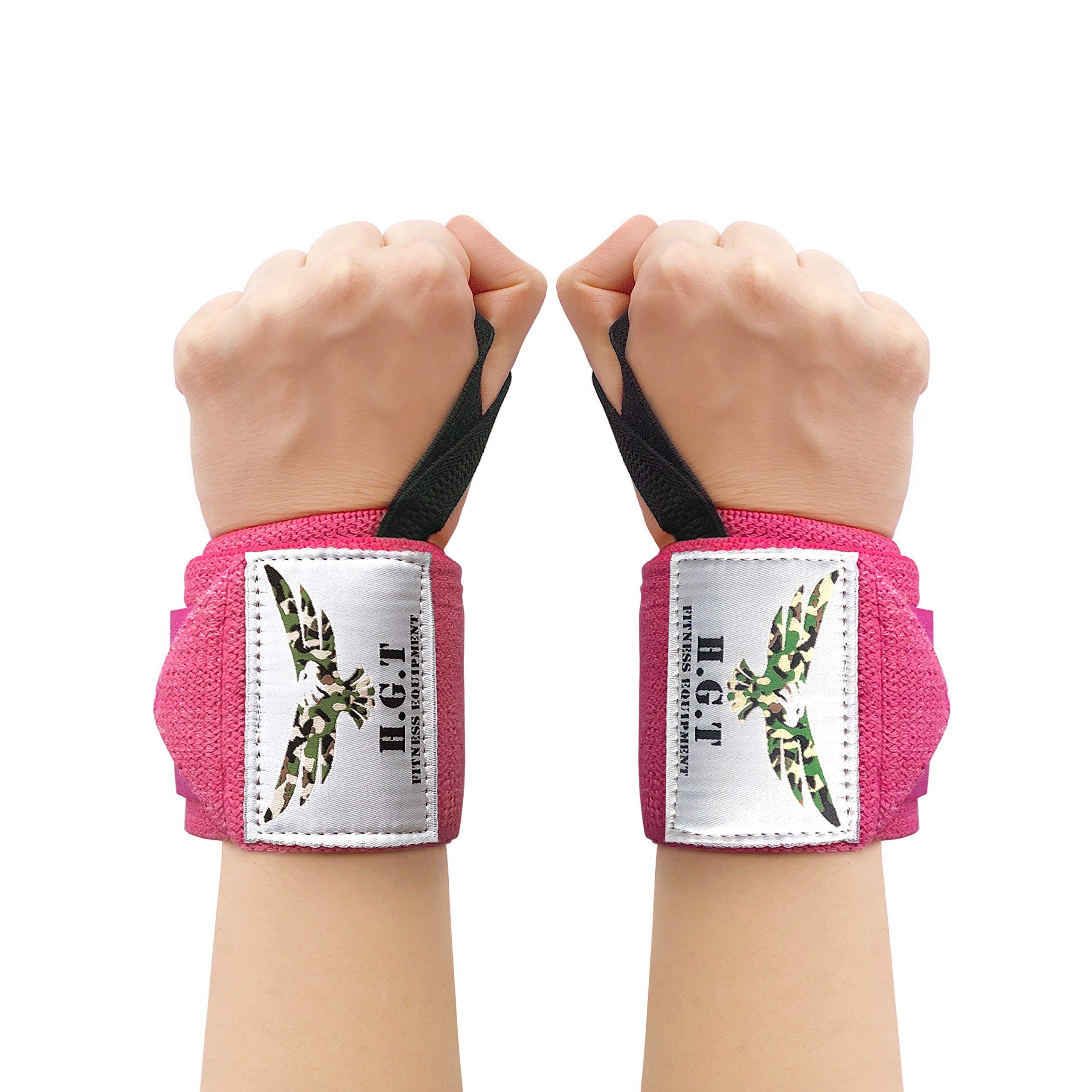 Wrist Wraps Weightlifting - Wrist Support - Wrist Brace - Lifting Straps - Wrist Straps For Weight Lifting - Crossfit Wrist Wraps - Wrist Support Weight Lifting - Elastic Wrist Wraps - H.G.T. - Pink