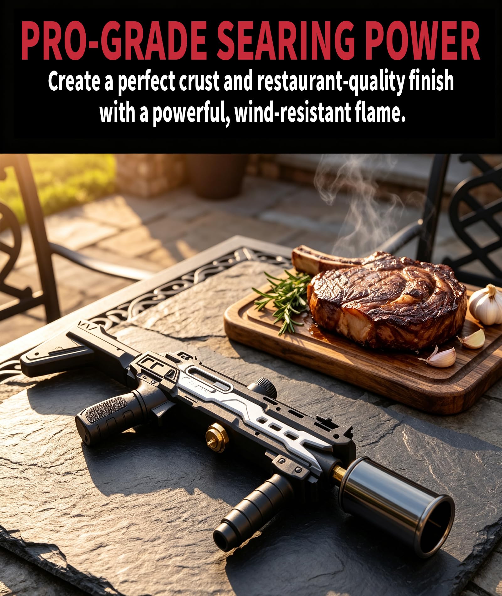 Potente pistola de propano, regalo para hombres y padres, soplete culinario de cocina para asar filetes, iniciador de carbón para fogata para accesorios de parrilla Blackstone (tanque no incluido