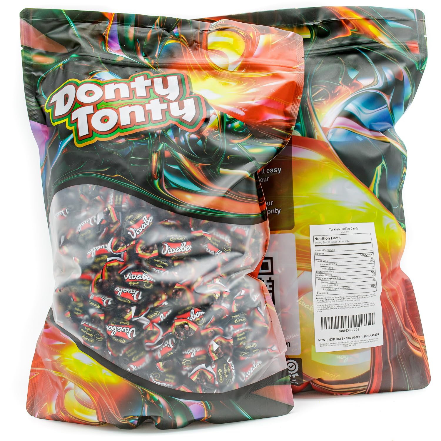 Turkish Coffee Candy Individually Wrapped 5 lb – Bulk, Hard Shell with Soft Chewy Center, Coffee Flavored