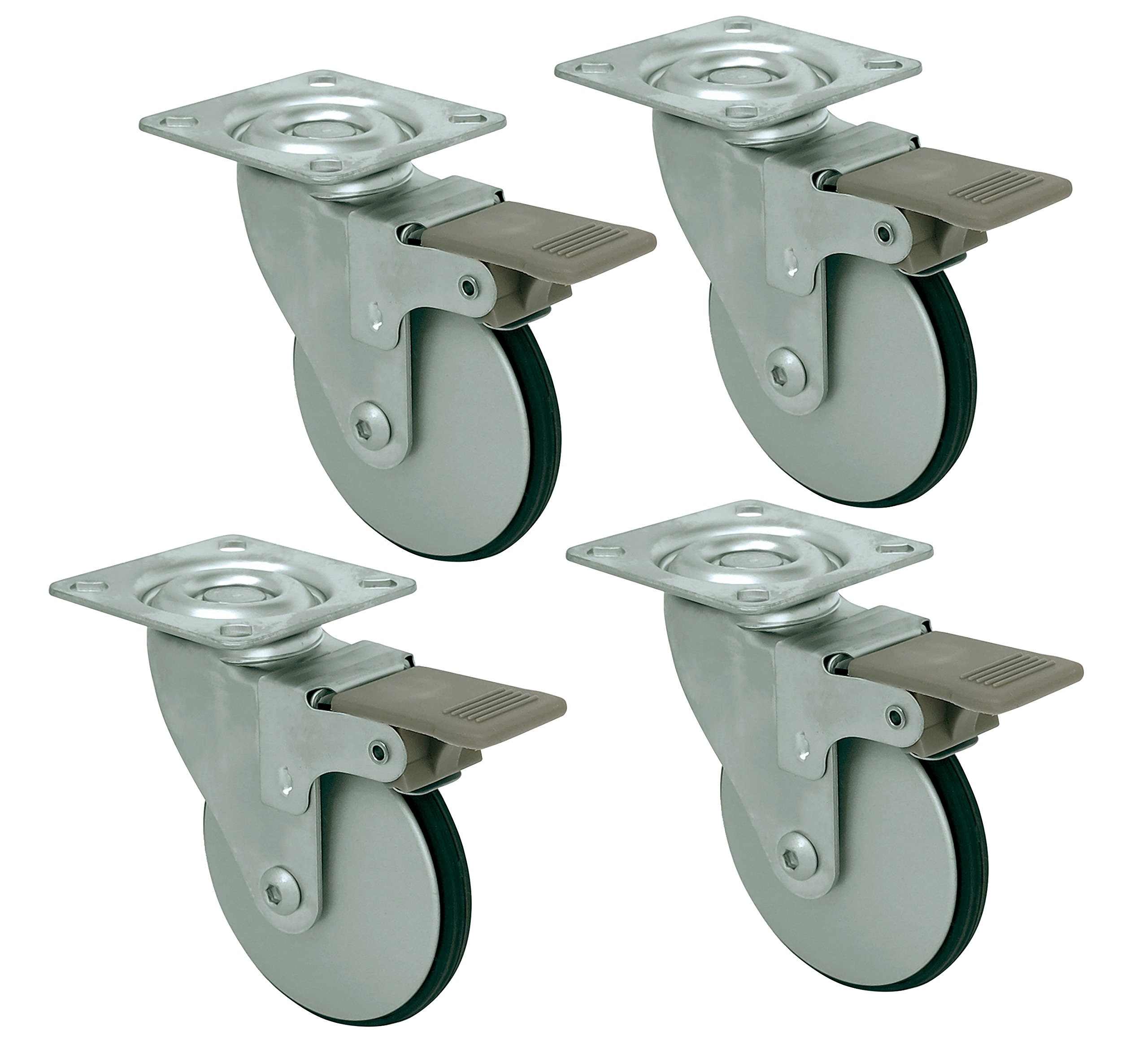 Headbourne 8289E Designer Casters 3 inch Aluminum Designer Caster with Polyethylene Tread, 4 Pack
