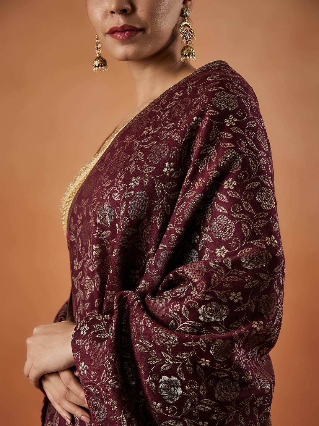 Pashmoda Women Gulnari Kaani Wool Blend Stole (Size : 71X203 CM) - Image 5 thumbnail