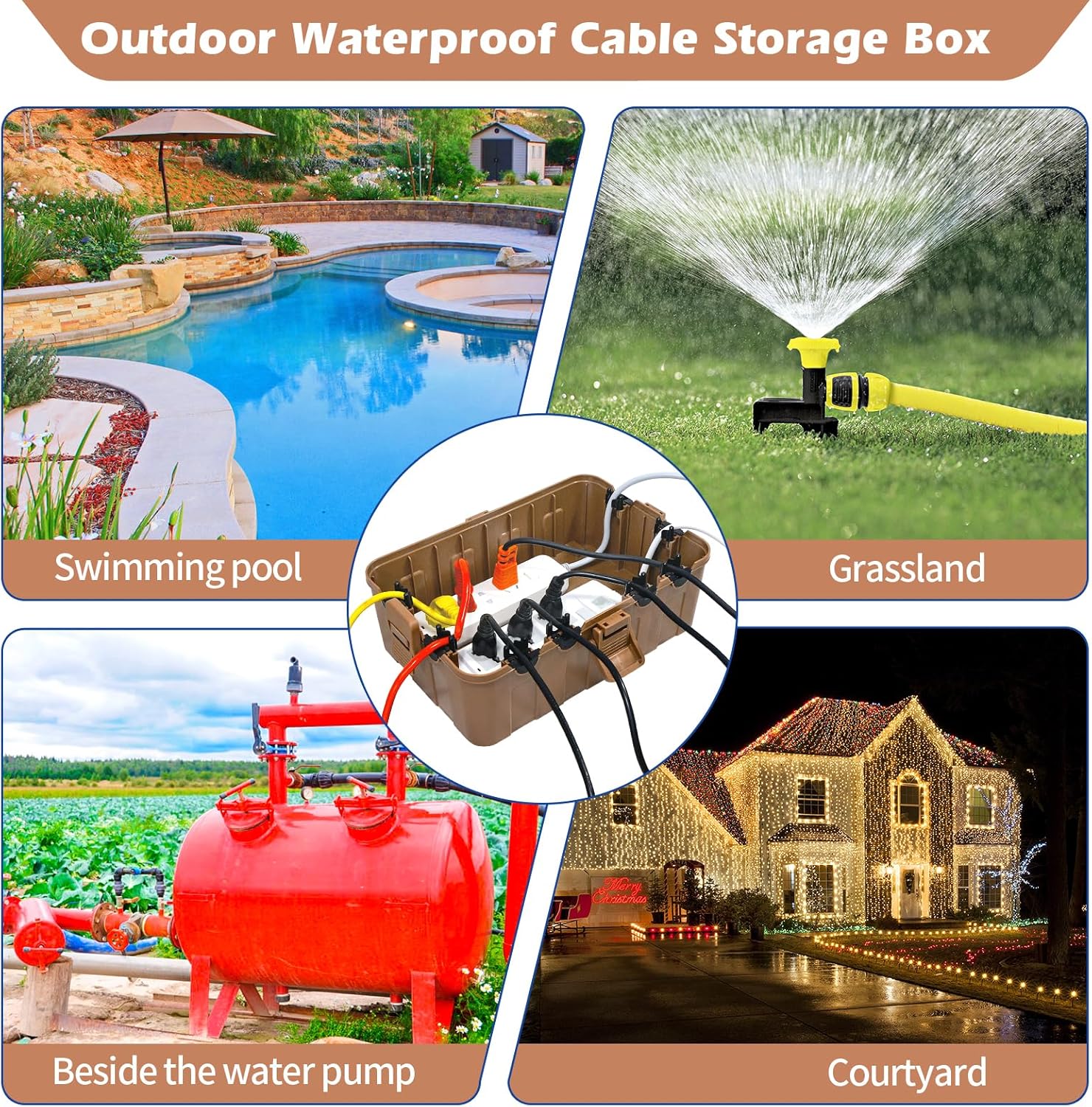 Hrensaw Large Outdoor Electrical Box(12.5x8.5x5inch),IP54 Waterproof Outdoor Outlet Covers,Weatherproof Extension Cord Covers Protect Outlet,Plug,Timer,Power Strip,Holiday Light,Brown