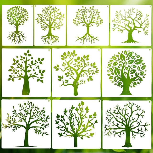 Prasacco Tree Stencil, Branches Stencils for Painting Tree of Life Stencil Reusable Natural Plants Stencils for Painting on Wood Canvas Wall Furniture Crafts and Decorations