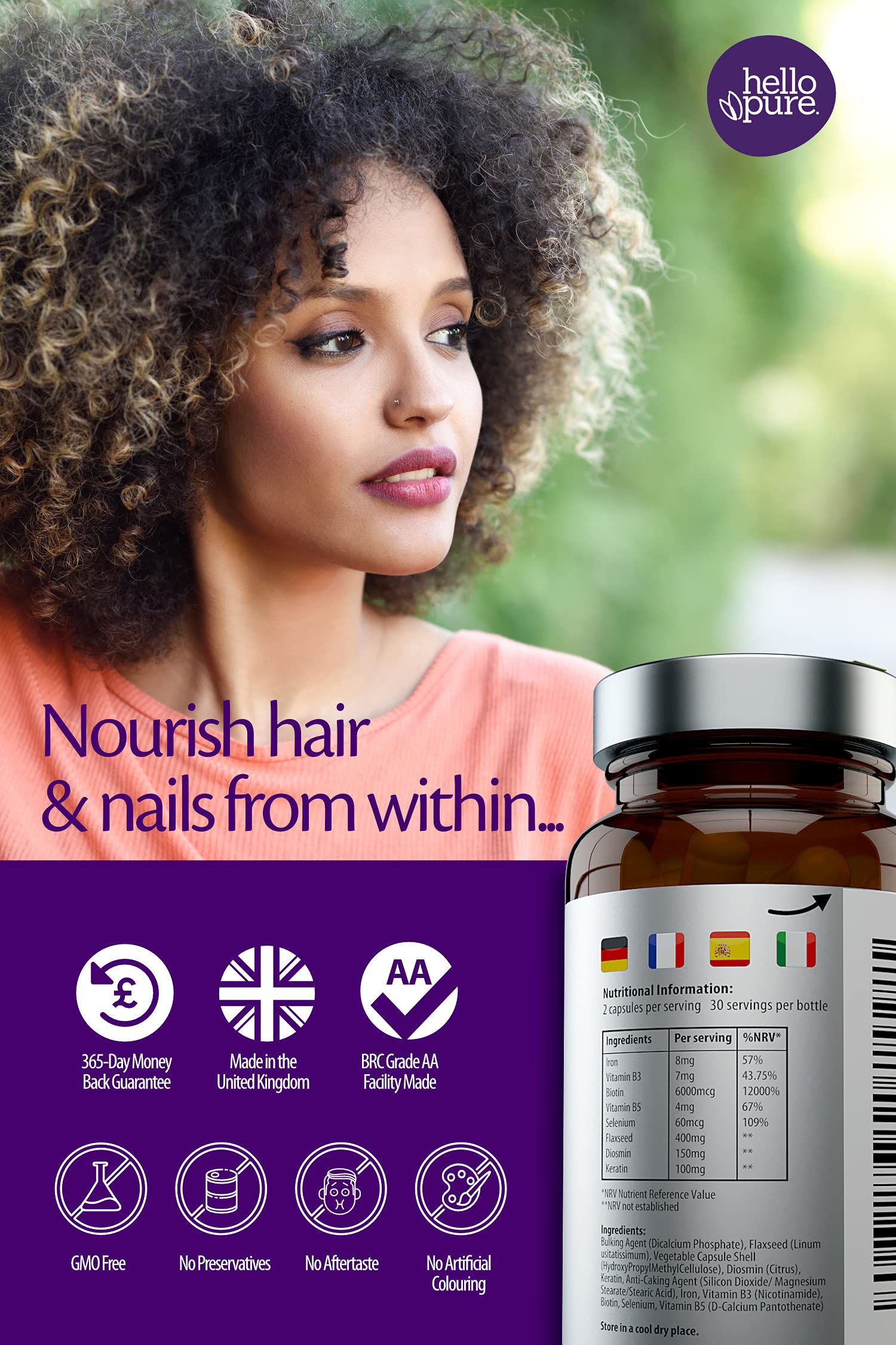 Hair Growth Vitamins For Women & Men Biotin (Vitamin B7) Supplement