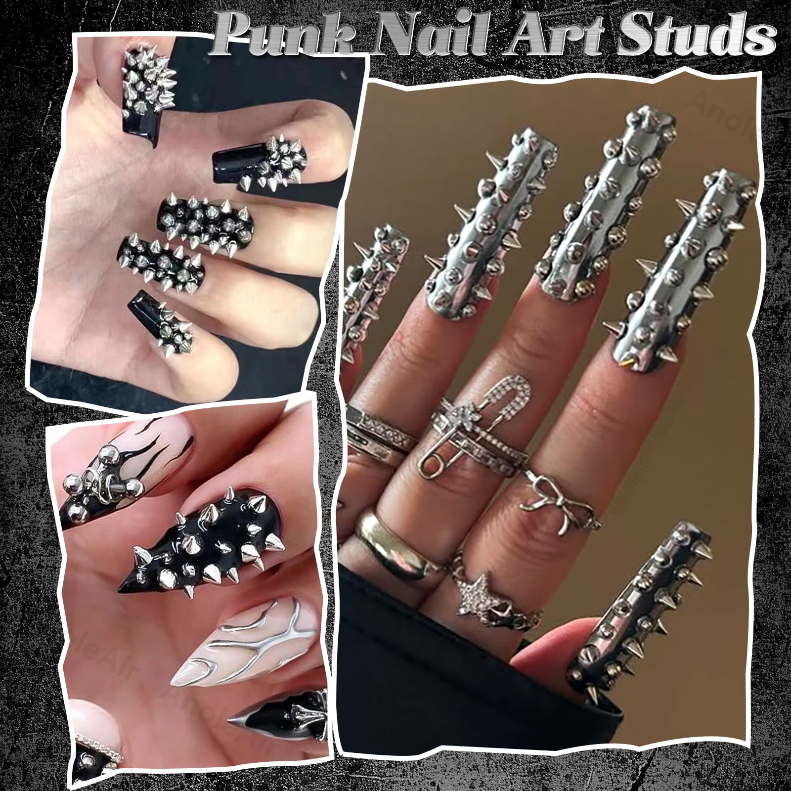 Ciondoli 3D in metallo dorato per unghie, perline dorate con retro piatto, rivetti e unghie, a forma di cuore, farfalla, stella, dollaro, in lega, per nail art in acrilico, design fai da te