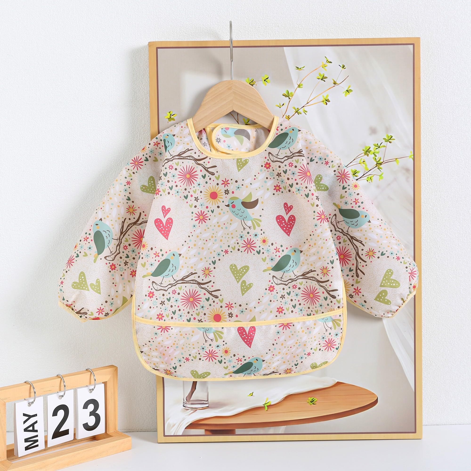 5pcs Bébé Bavoir Manches Longues Imperméable Enfant Bavoir Tablier 3 à 30 Mois