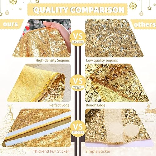 Miniatura 6 de Falda B-Cool de árbol, con lentejuelas brillantes, diseño de árbol de Navidad, color oro rosa con lentejuelas hechas a mano, para el hogar,