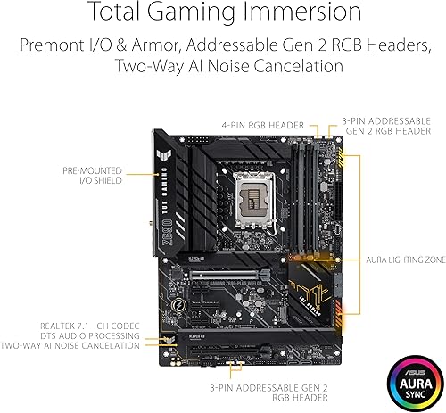 Miniatura 5 de ASUS TUF Gaming Z690-Plus WiFi D4 LGA1700 Intel 12 generación ATX placa base para juegos PCIe 50 DDR4 4xM2NVMe SSD 142 etapas de potencia WiFi 6