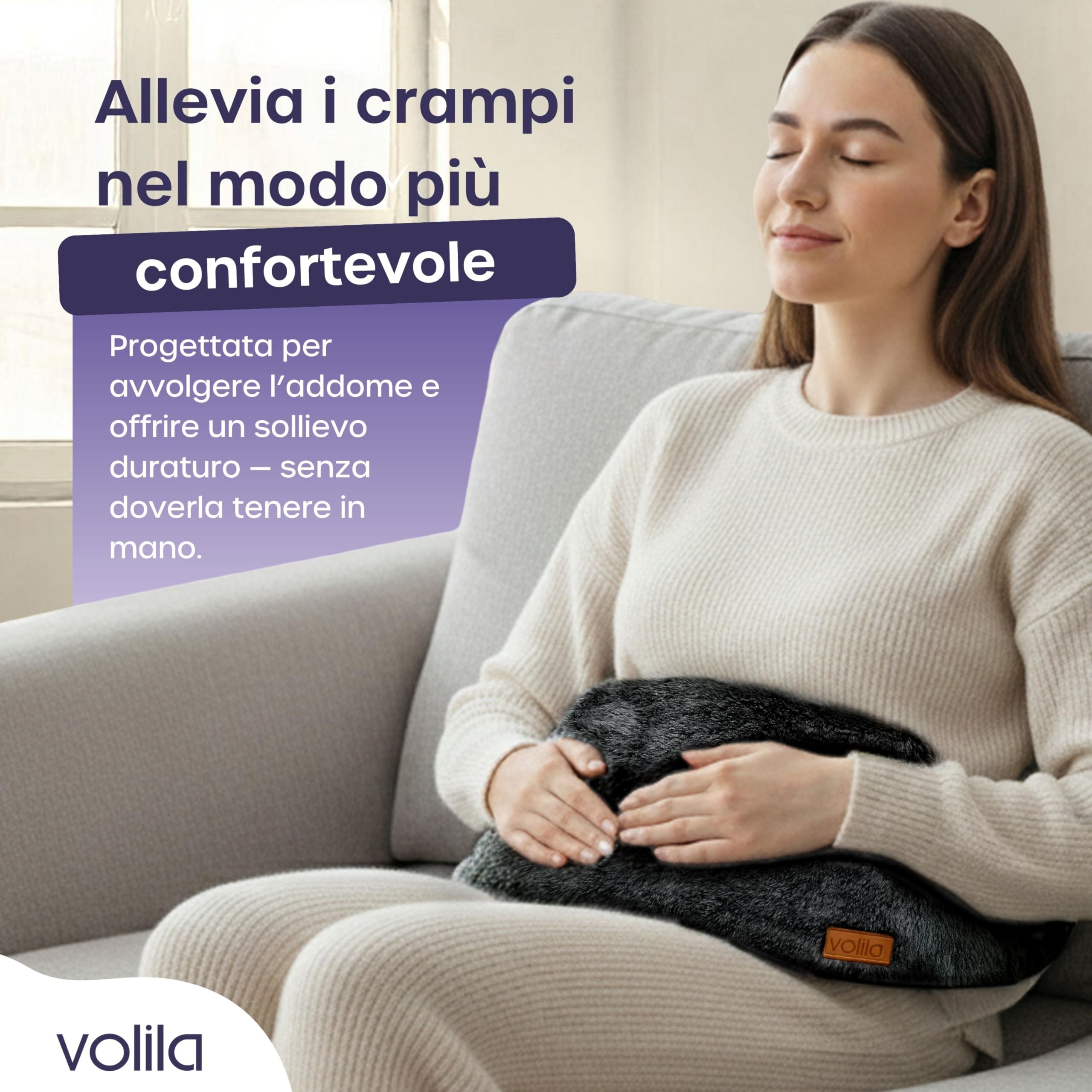 Cintura per Borsa dell'Acqua Calda - Boule Acqua Calda da 1,5 Litri con Copertura in Velluto di Coniglio Grigio - Borsa Acqua Calda di Lusso, Morbida e Indossabile per Dolori Mestruali (Nero)