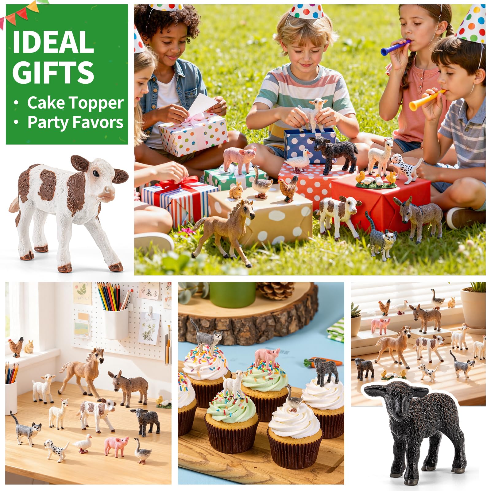 Juego de 14 cifras de animales de granja para bebés de 3 a 5, cifras de animales de granja para niños de 3 a 7, juguetes preescolares de granja para niños y niñas, regalos de cumpleaños