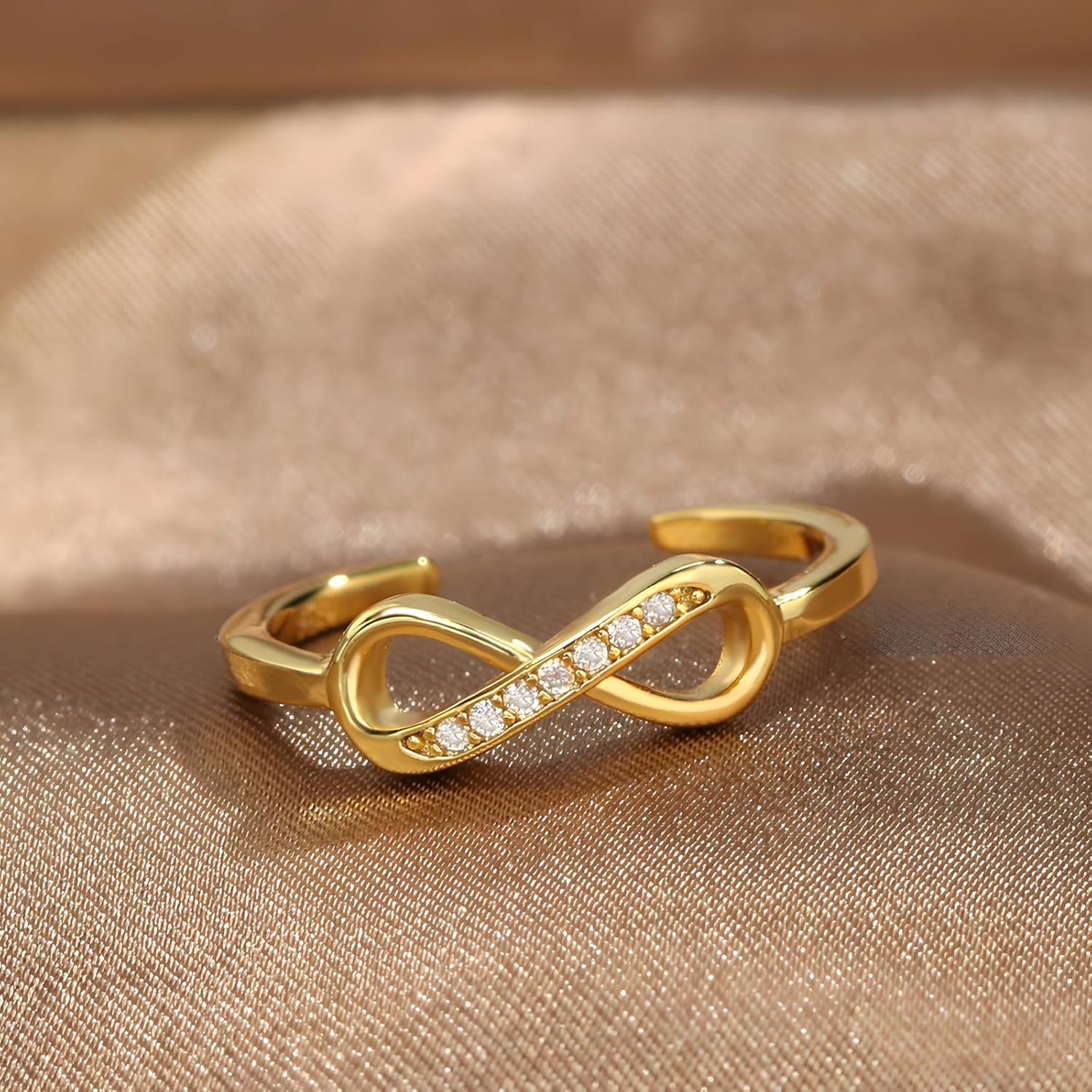 Cubic Zirconia Infinity Band Rings for Women Gold Silver Plated Crystal Infinity Rings Wedding Anniversary Promise Ring Jewelry - Image 4