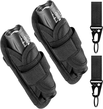 2 Pack 360 Rotatable Clip LED Flashlight Torch Holder Stretchable Adjustable Flashlight Torch Holster Holder Belt Case Pouch