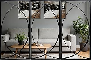 3 Pieces Black Rectangular Wall Mirror Set - Large Modern Metal Accent Mirrors for Entryway, Living Room & Bedroom Decor