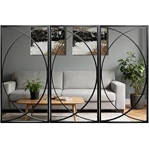 3 Pieces Black Rectangular Wall Mirror Set - Large Modern Metal Accent Mirrors for Entryway, Living Room & Bedroom Decor